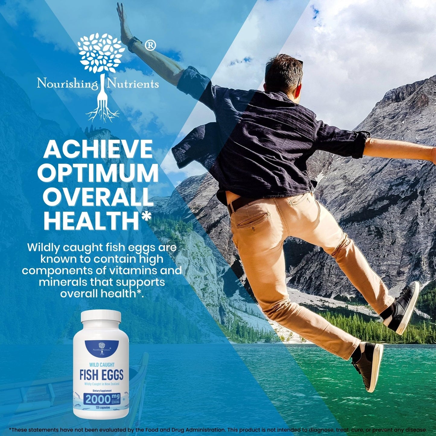 Nourishing Nutrients Wild Caught Fish Eggs 2,000mg Omega 3-6-9 EPA & DHA Support Capsules, 120 Capsules
