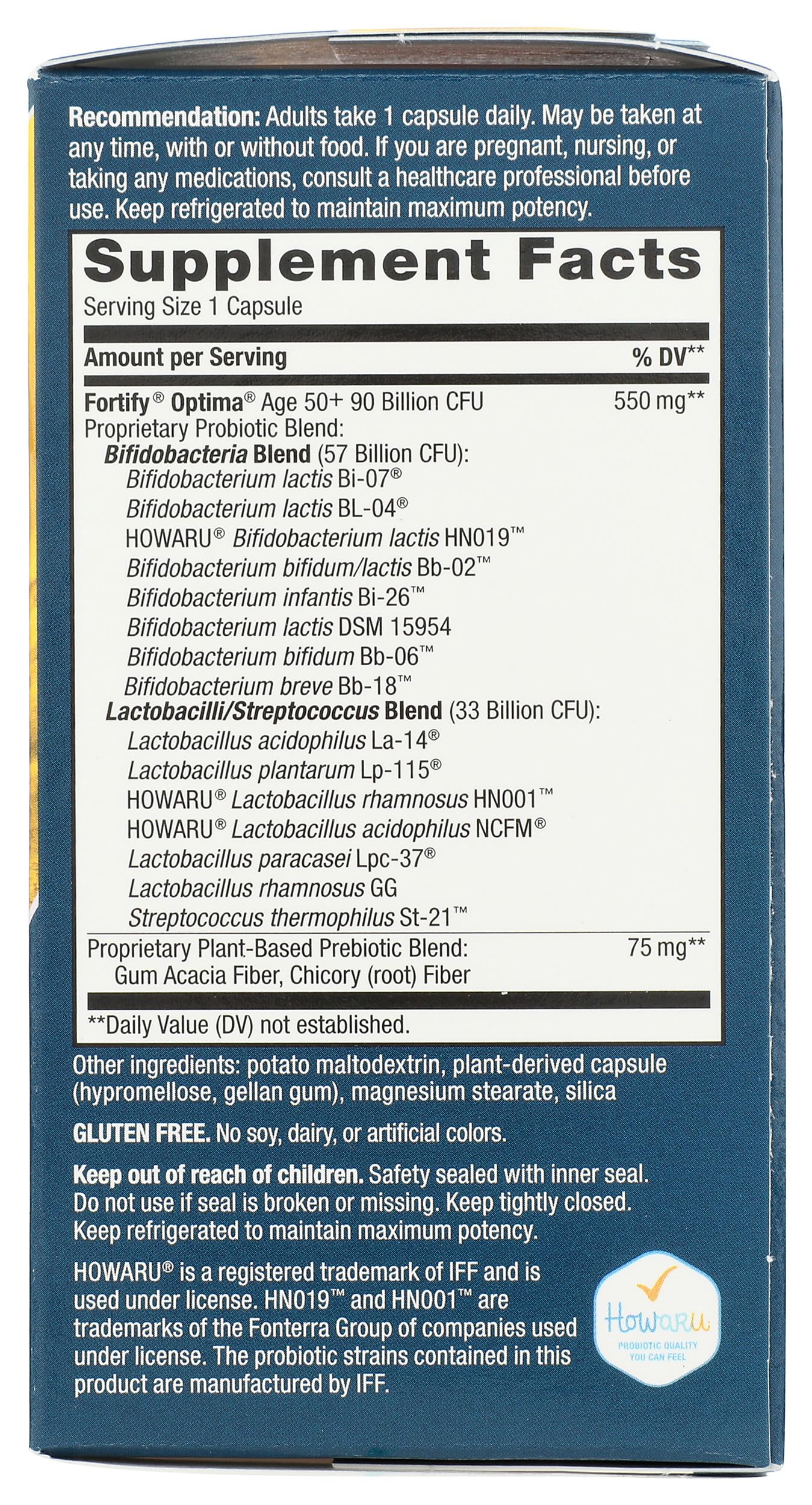 Nature's Way Fortify Optima Pre+Probiotic for Adults 50+, 90 Billion Live Cultures, Supports Digestive Balance and Immune Health*, Keep Refrigerated, 30 Capsules