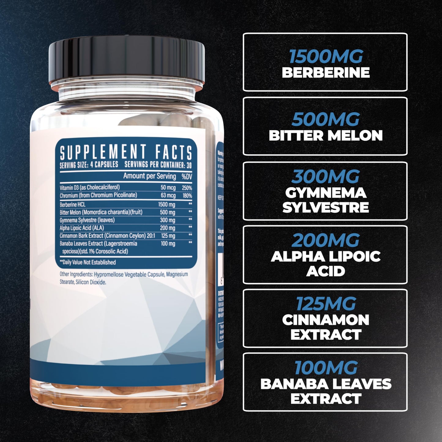Huge Supplements Glucose Disposal Agent (GDA), Carb Blocker & Nutrient Partitioner 120 Capsules