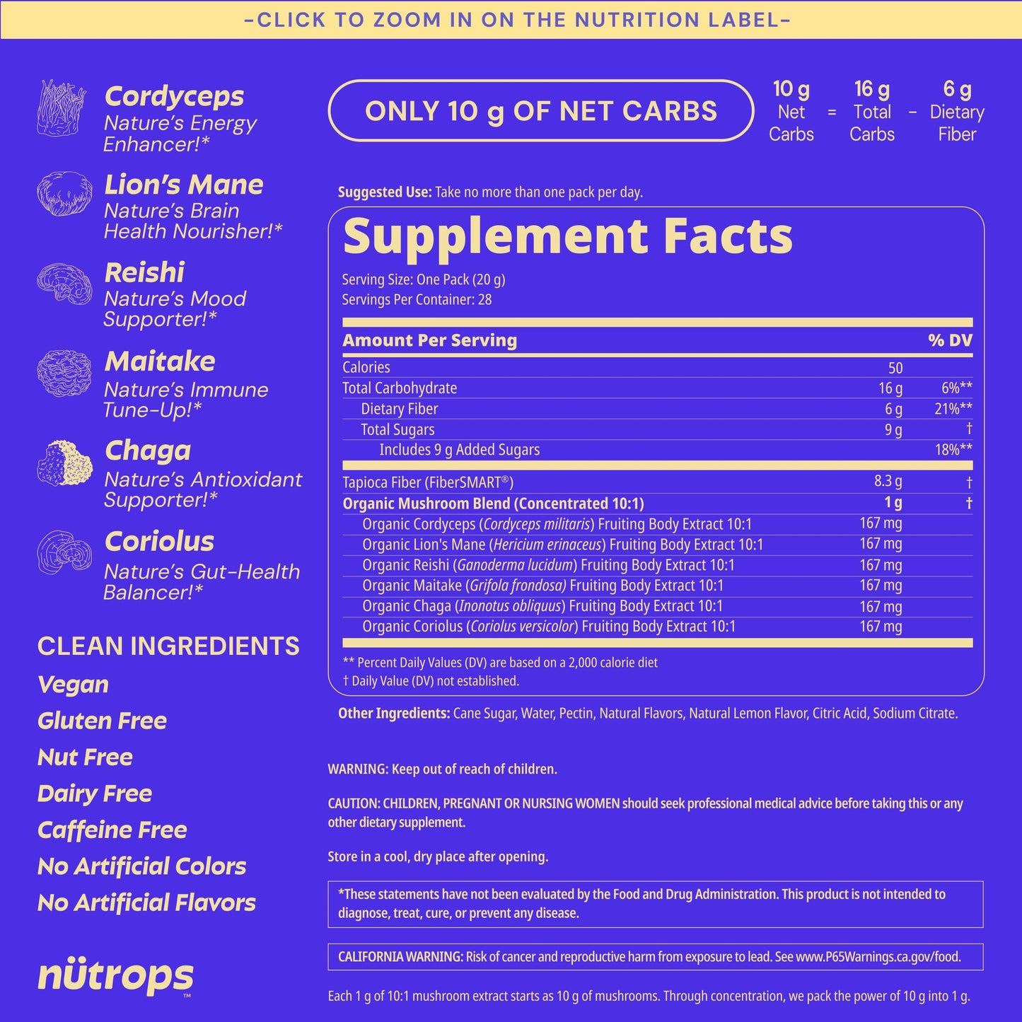 Grüns Lions Mane Mushroom Gummies 224 Count