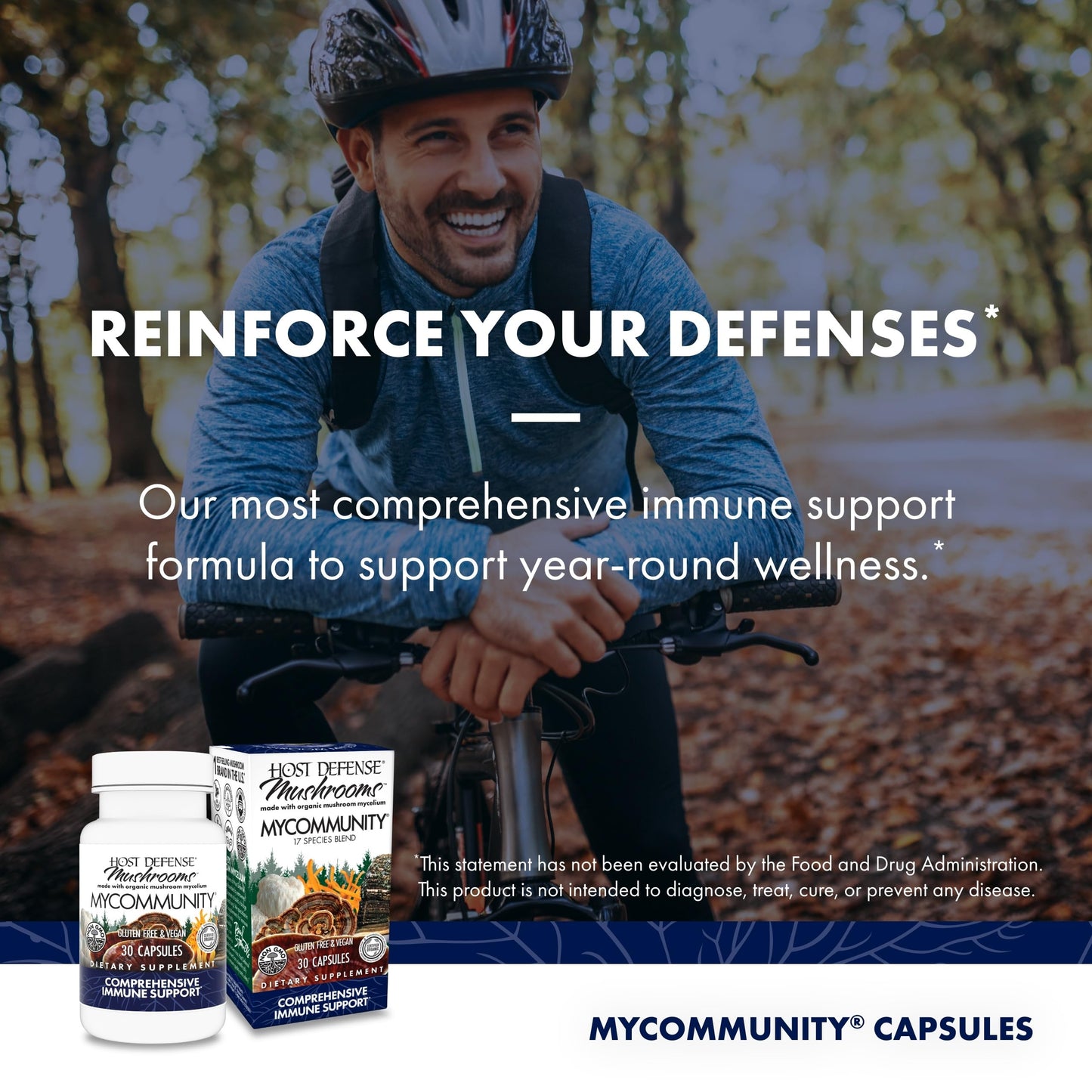 Host Defense MyCommunity 17 Species Blend Mushroom Supplement 30 Capsules