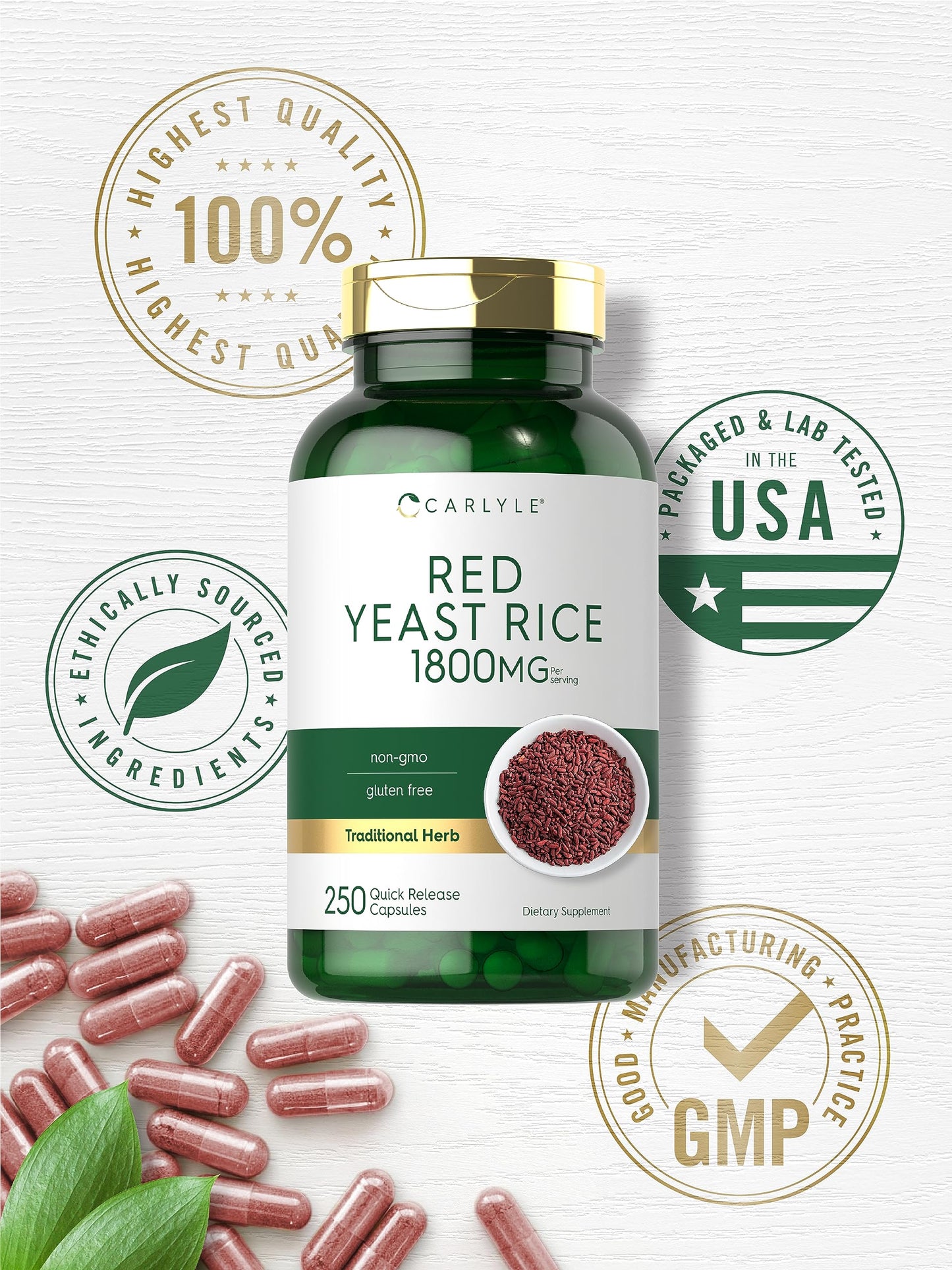 Carlyle Red Yeast Rice Supplement 250 Capsules