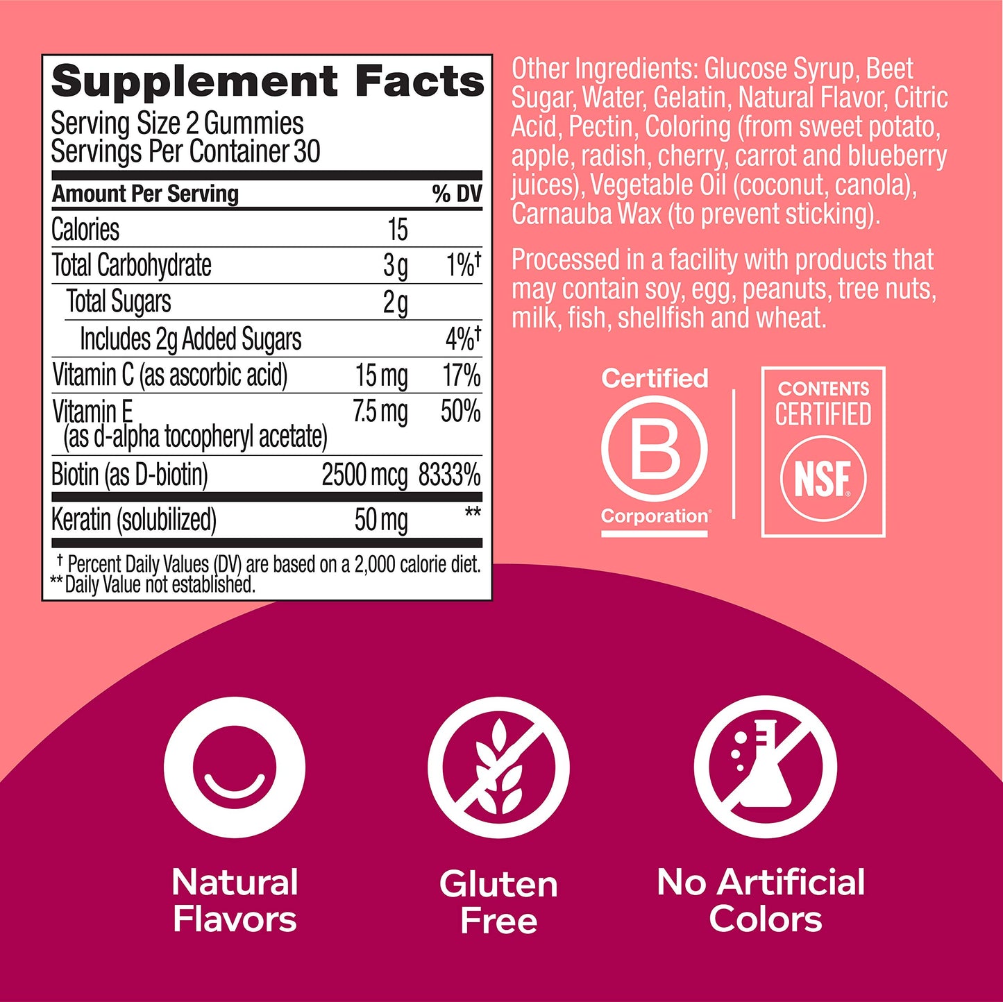 OLLY Undeniable Beauty Gummy for Hair, Skin & Nails with Biotin, Vitamin C, Keratin, Grapefruit Flavor, 120 Count