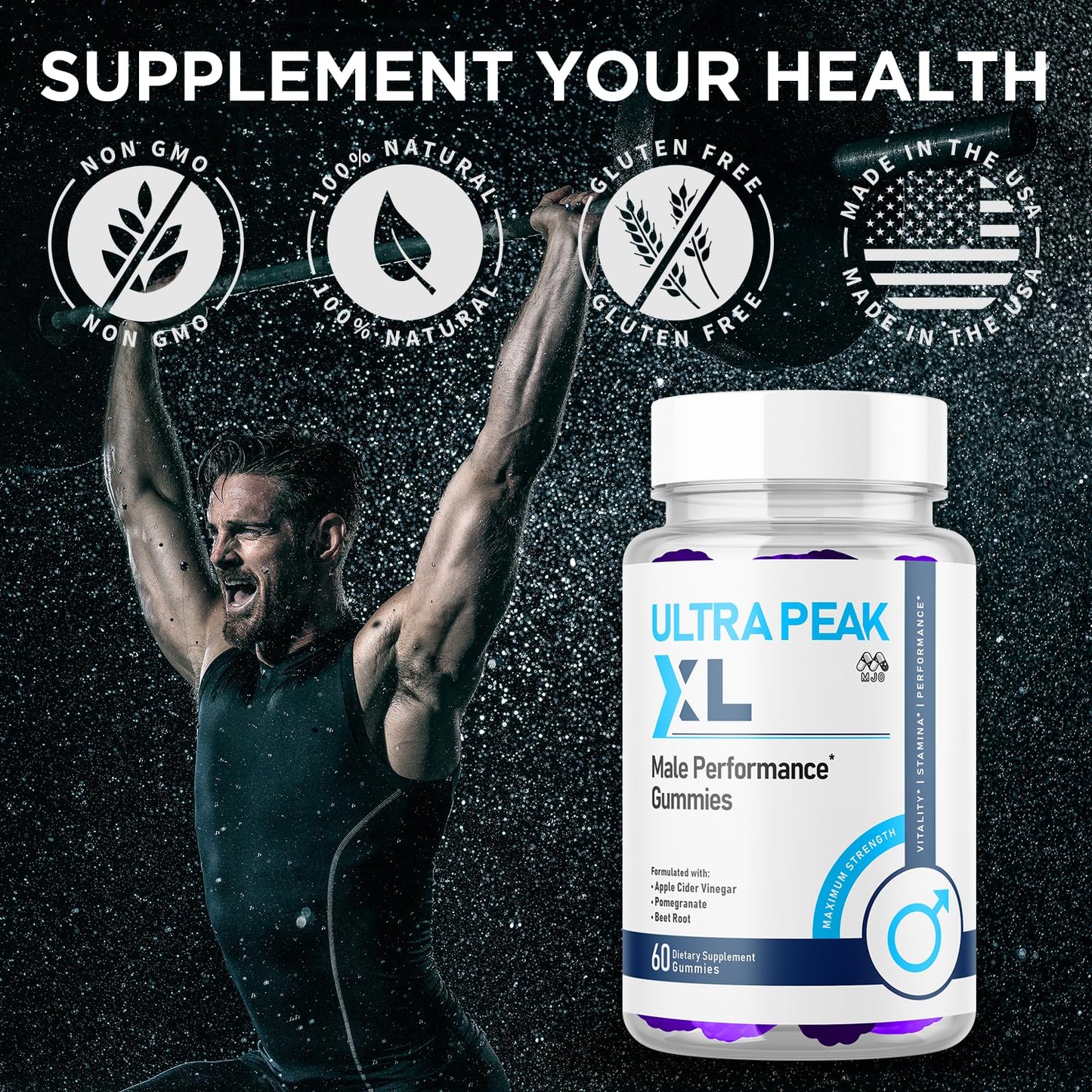 MJO Ultra Peak XL Gummies for Men, 60 Gummies