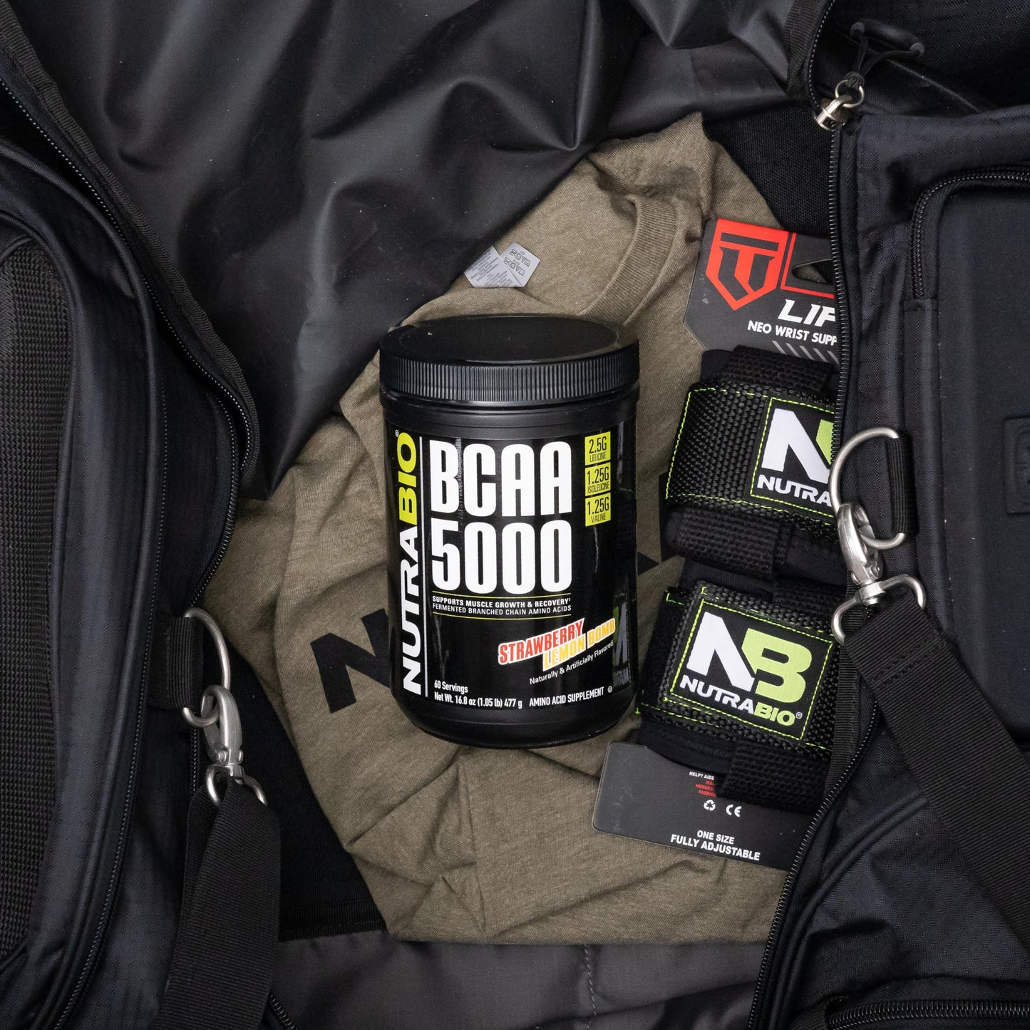 NutraBio BCAA 5000 Powder - Vegan Fermented BCAAs - 60 Servings - Strawberry Lemon Bomb