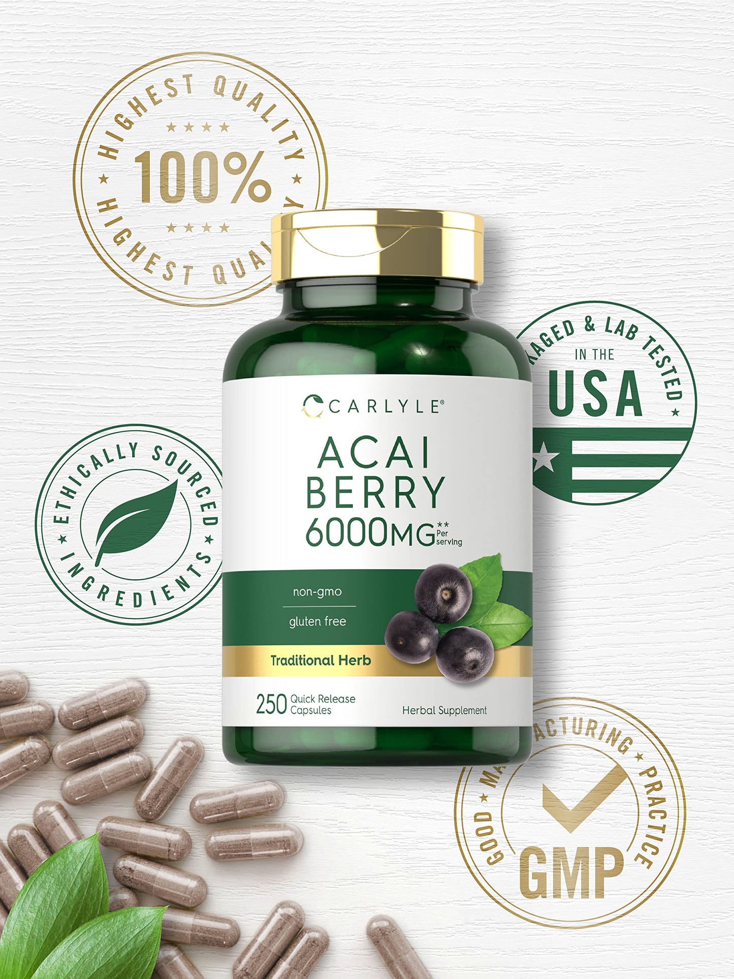 Carlyle Acai Berry Supplement Capsules 250 Count
