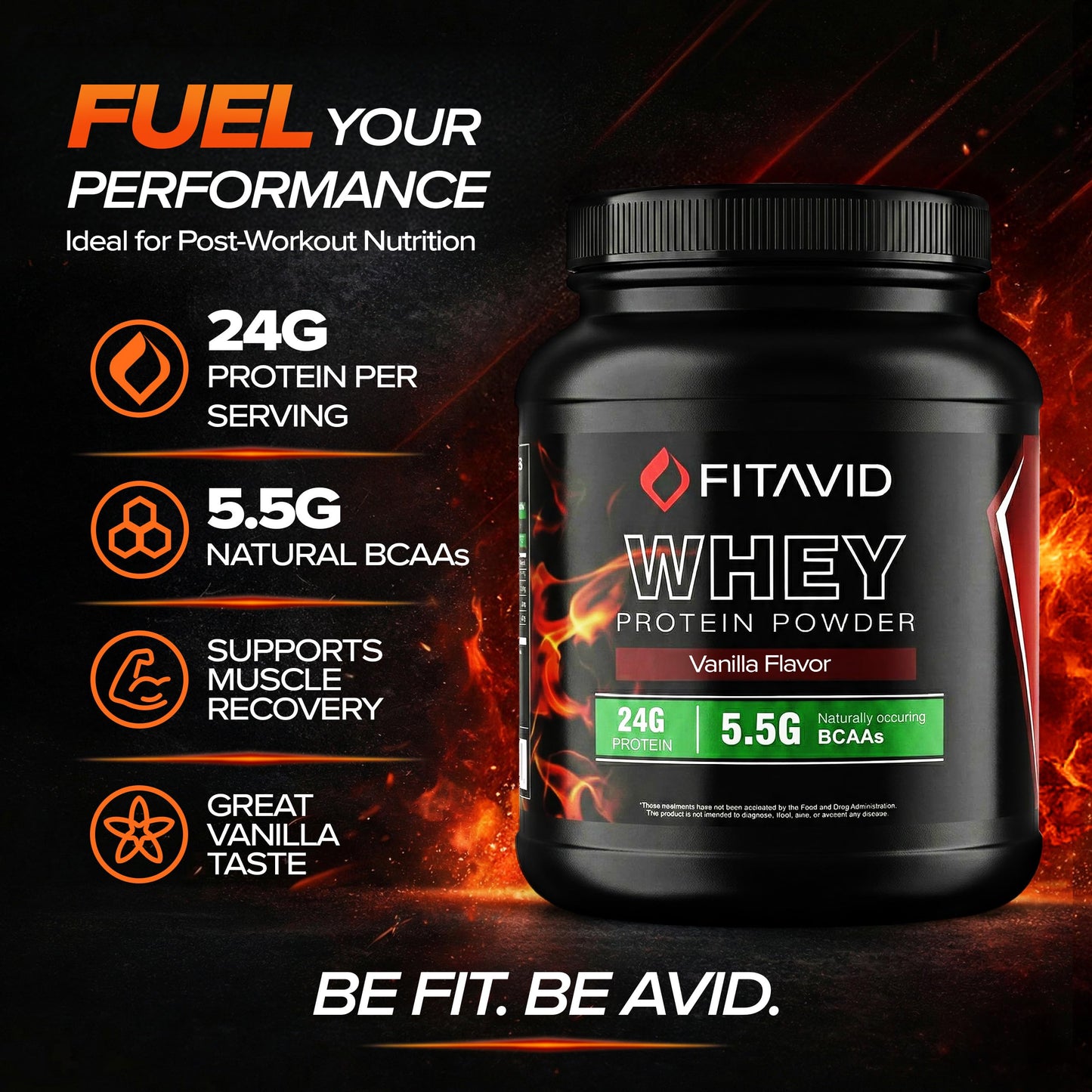 FITAVID Whey Protein Powder 32 Servings