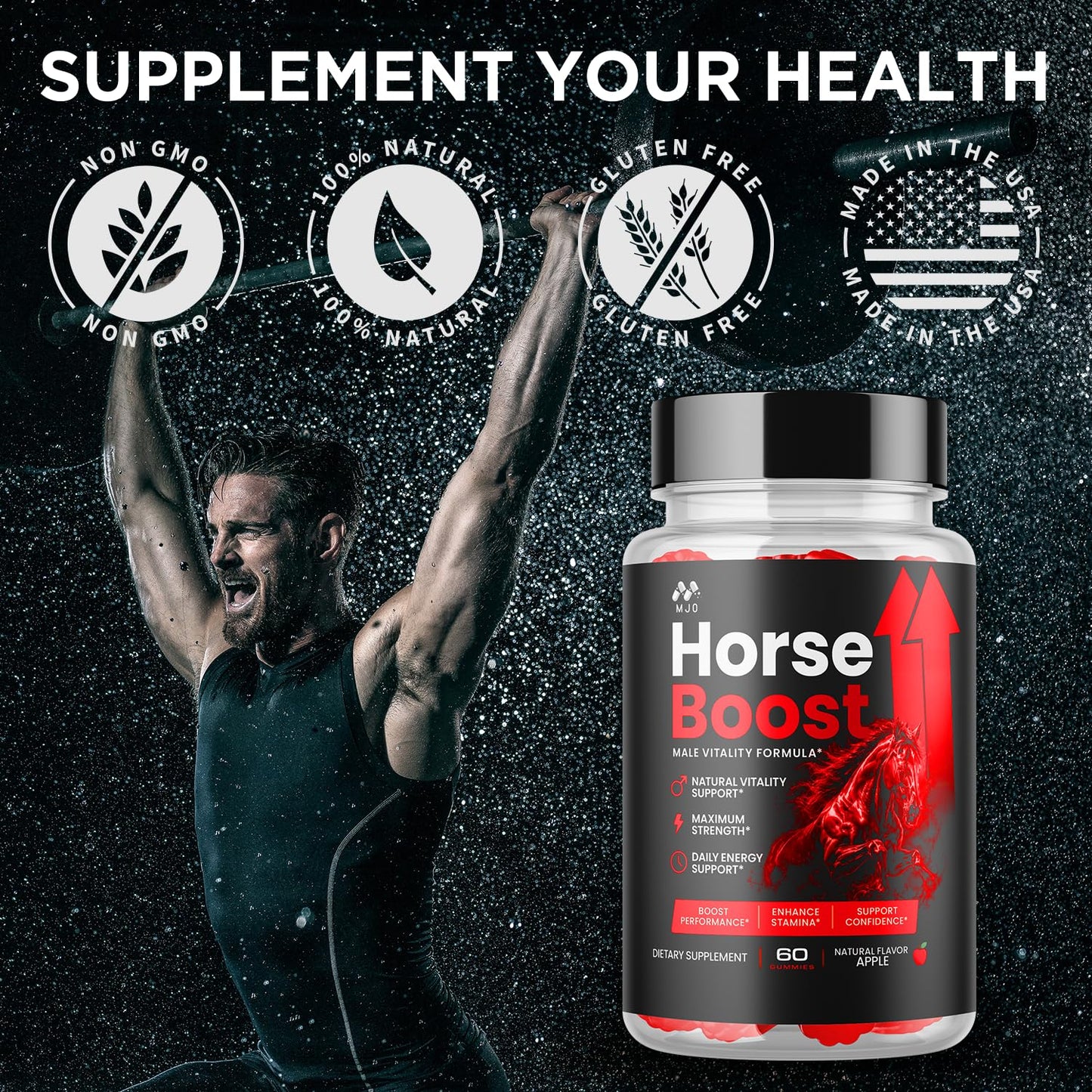 MJO Horse Boost Gummies for Men, 180 Gummies