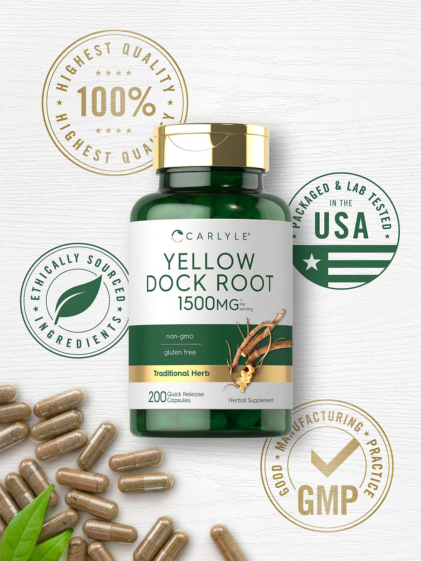 Carlyle Yellow Dock Root Capsules 200 Count