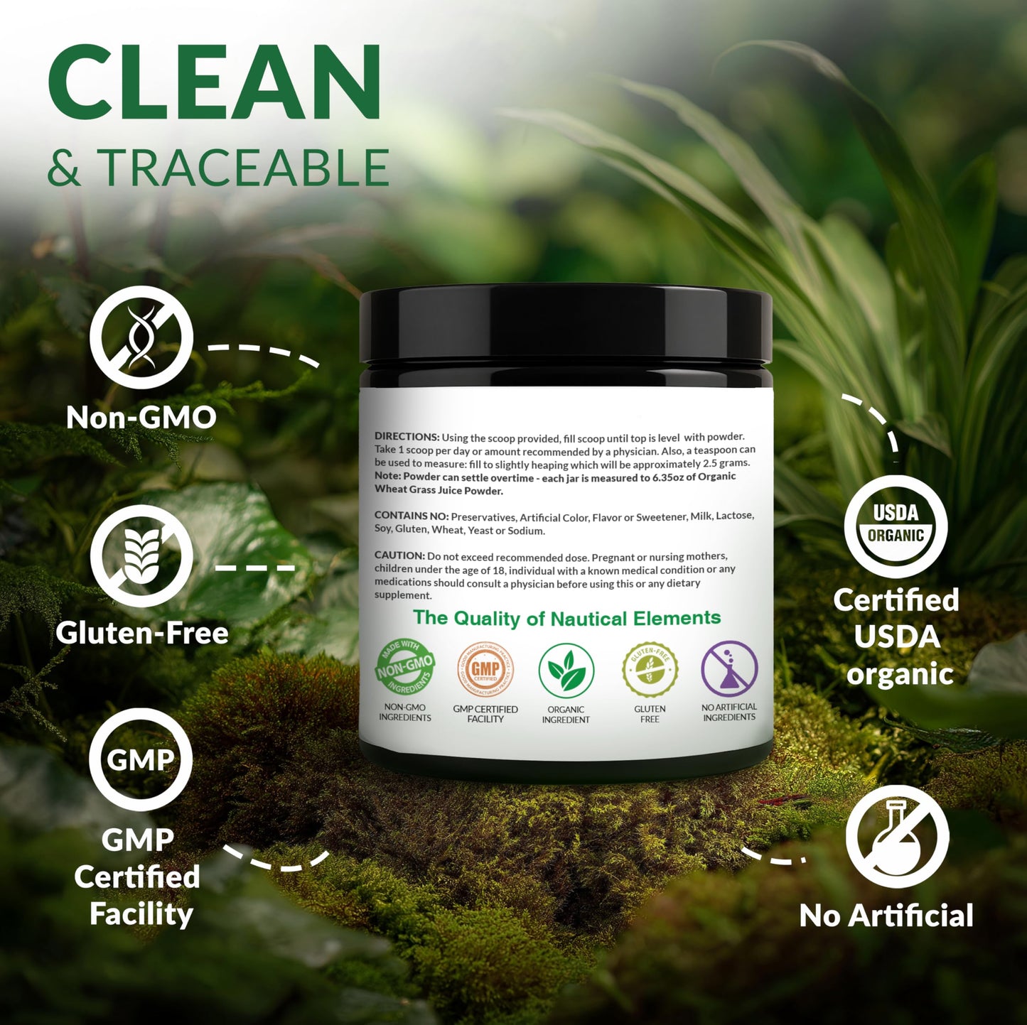 Nautical Elements Organic Wheat Grass Powder 6.35 oz