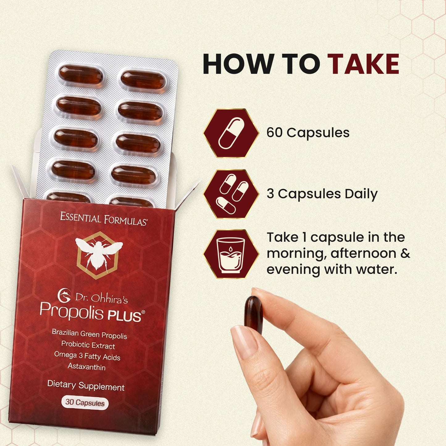 Essential Formulas Dr Ohhira's Propolis Plus Bee Propolis Capsule 30 Count