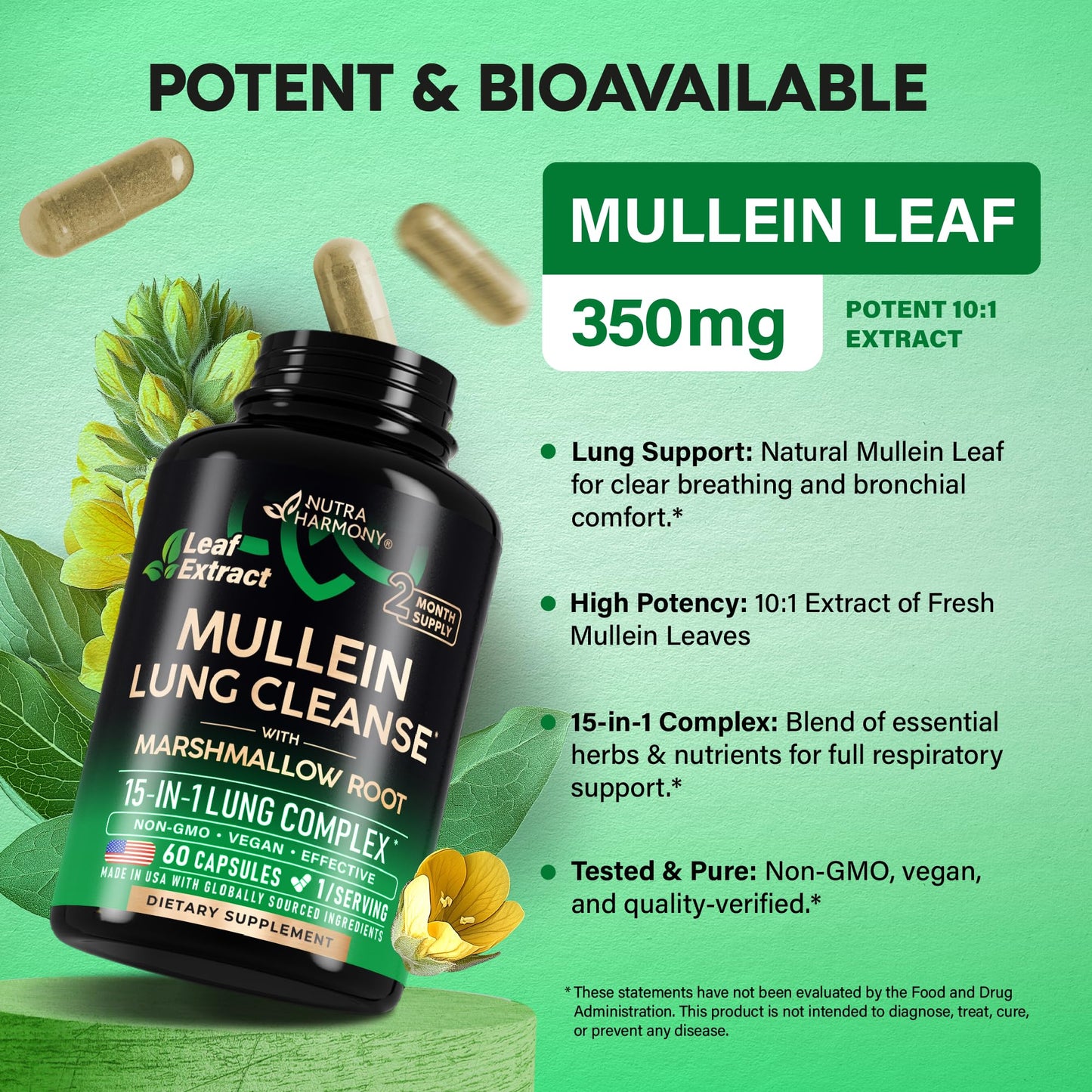 NUTRAHARMONY Mullein Lung Detox Capsule 60 Capsules