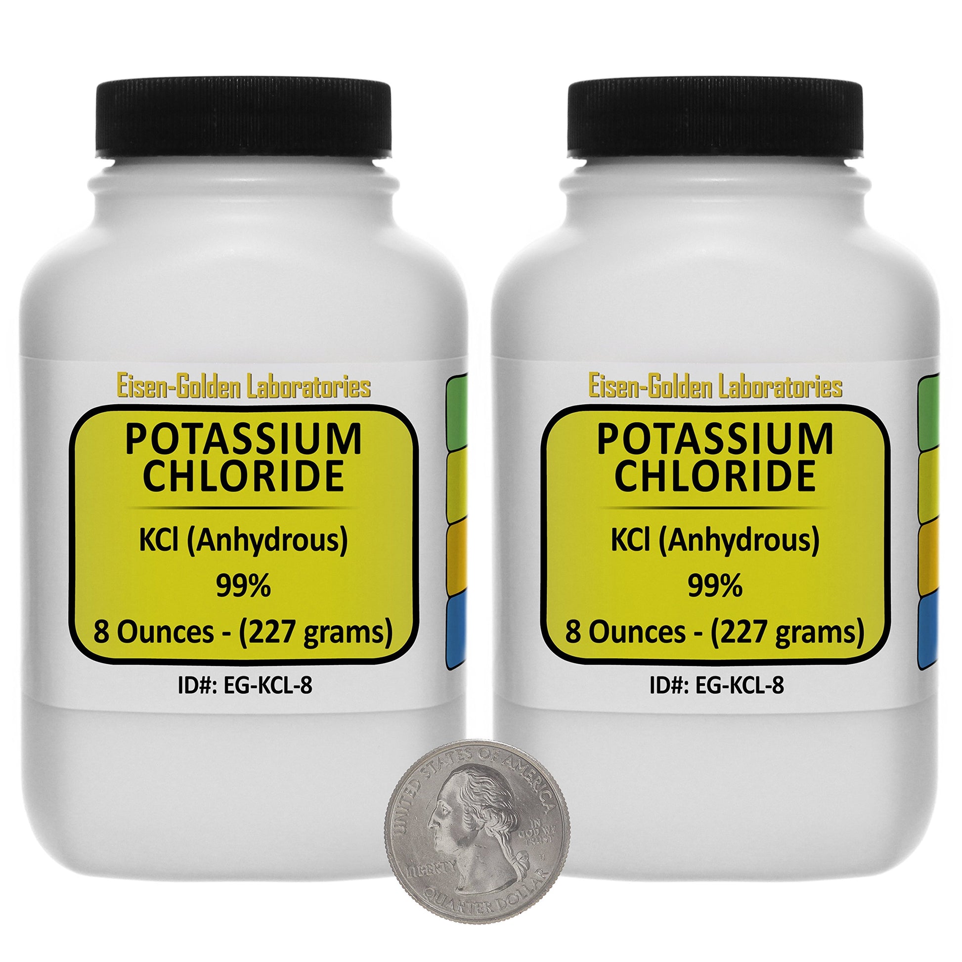 Eisen-Golden Laboratories Potassium Chloride [KCl] 99% ACS Grade Powder, 1 Lb, Two Space-Saver Bottles