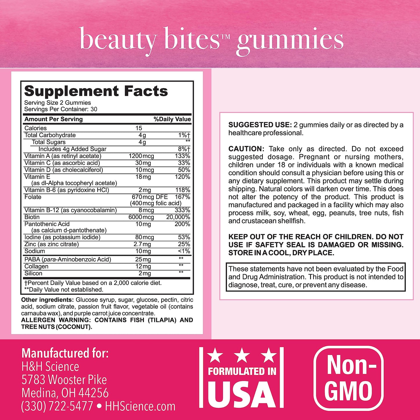 BALANCED SKIN Biotin Gummy Vitamins for Hair Skin Nails with Collagen, 1 Count