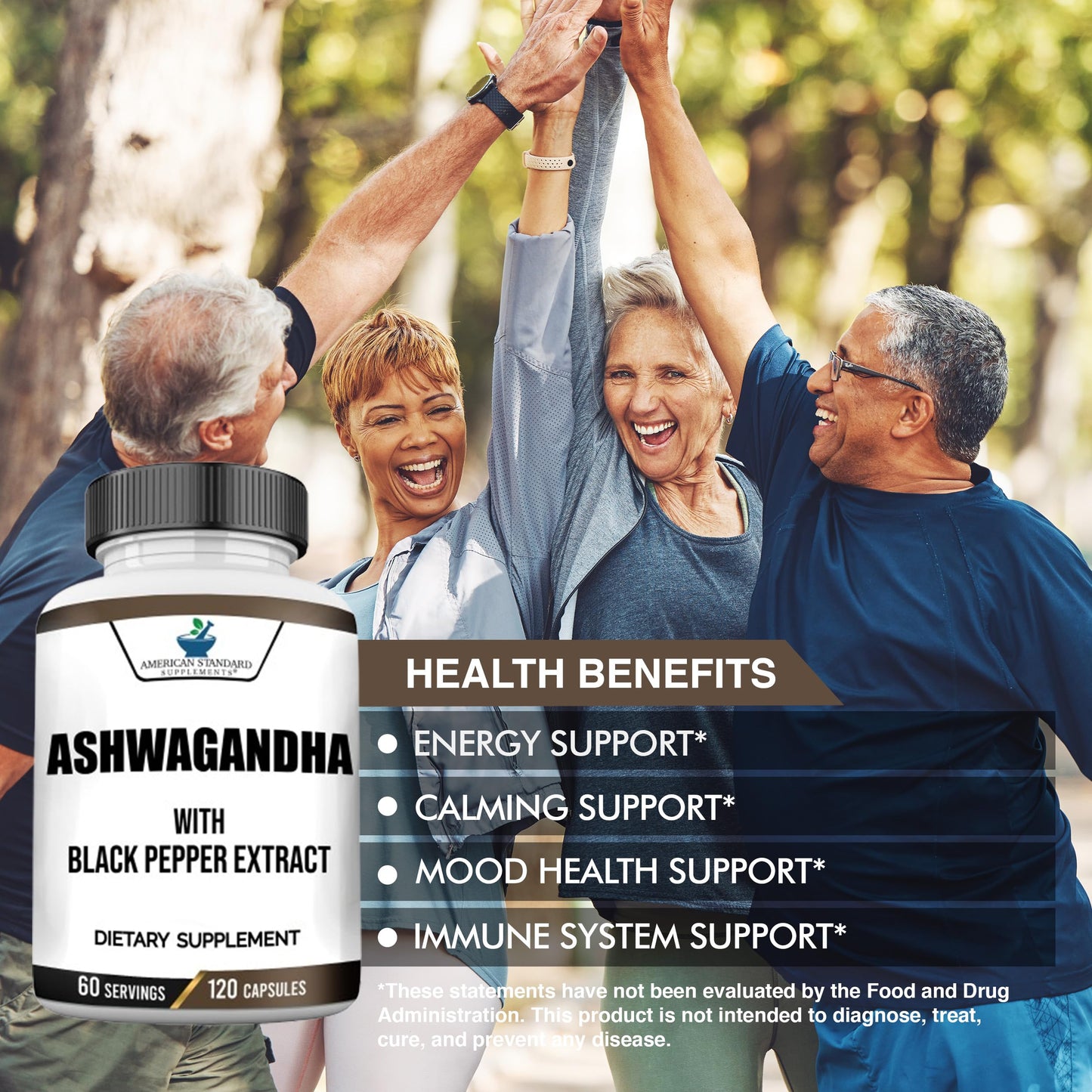 American Standard Supplements Ashwagandha 6000mg Capsules, 90 Count