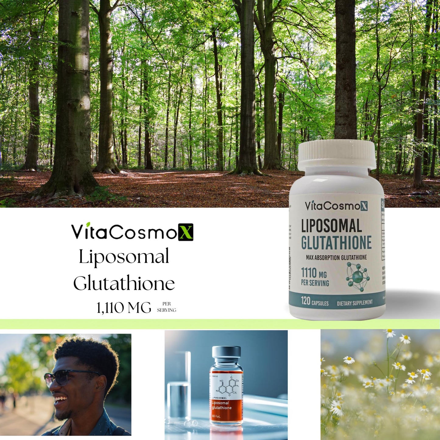 VitaCosmoX Liposomal Glutathione 1110 mg 240 Capsules