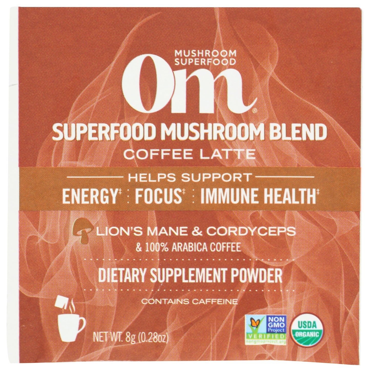 OM Mushroom Superfood Organic Mushroom Powered Coffee Latte Blend Powder 0.28 oz