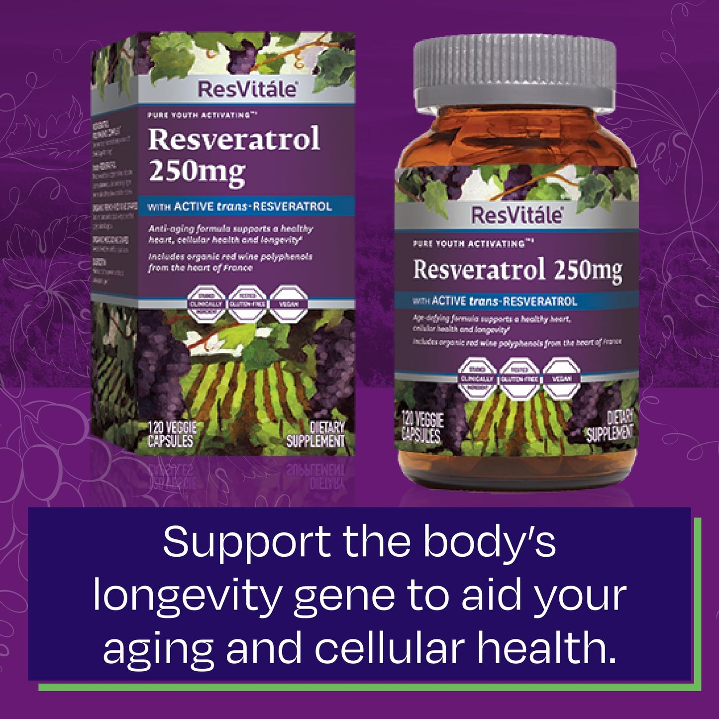 ResVitale Beauty 3 Skin Care Supplement with Collagen, Keratin & Elastin, 120 Capsules