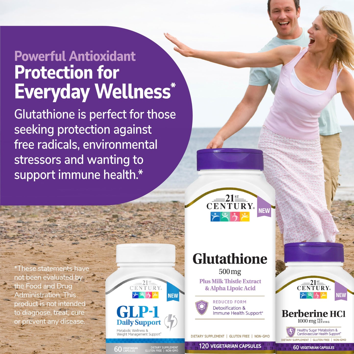 21st Century Glutathione 500mg Reduced – Antioxidant & Liver Support with Milk Thistle, Alpha Lipoic Acid, 120 Capsules