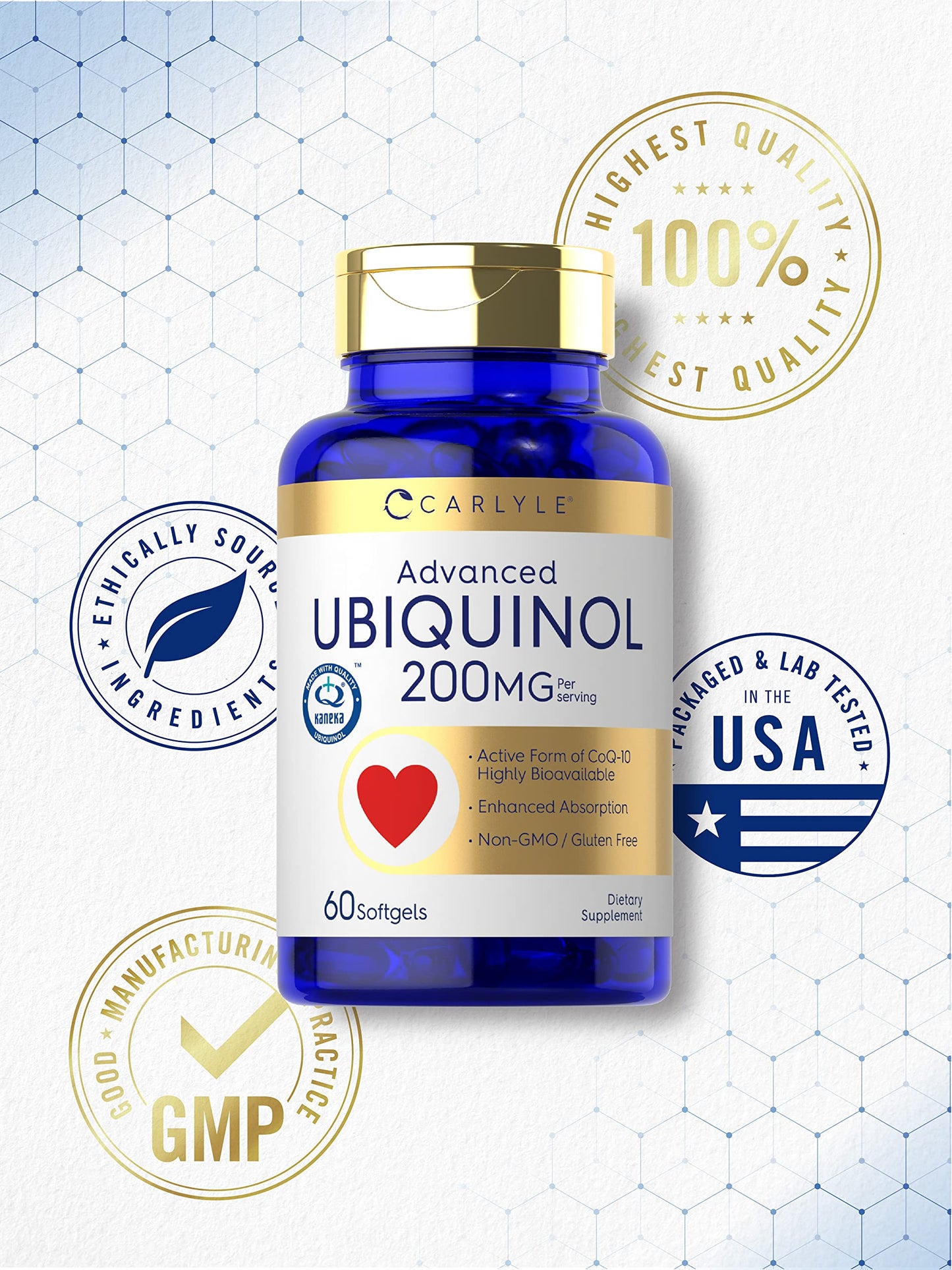 Carlyle Ubiquinol 200mg Softgels, 60 Count