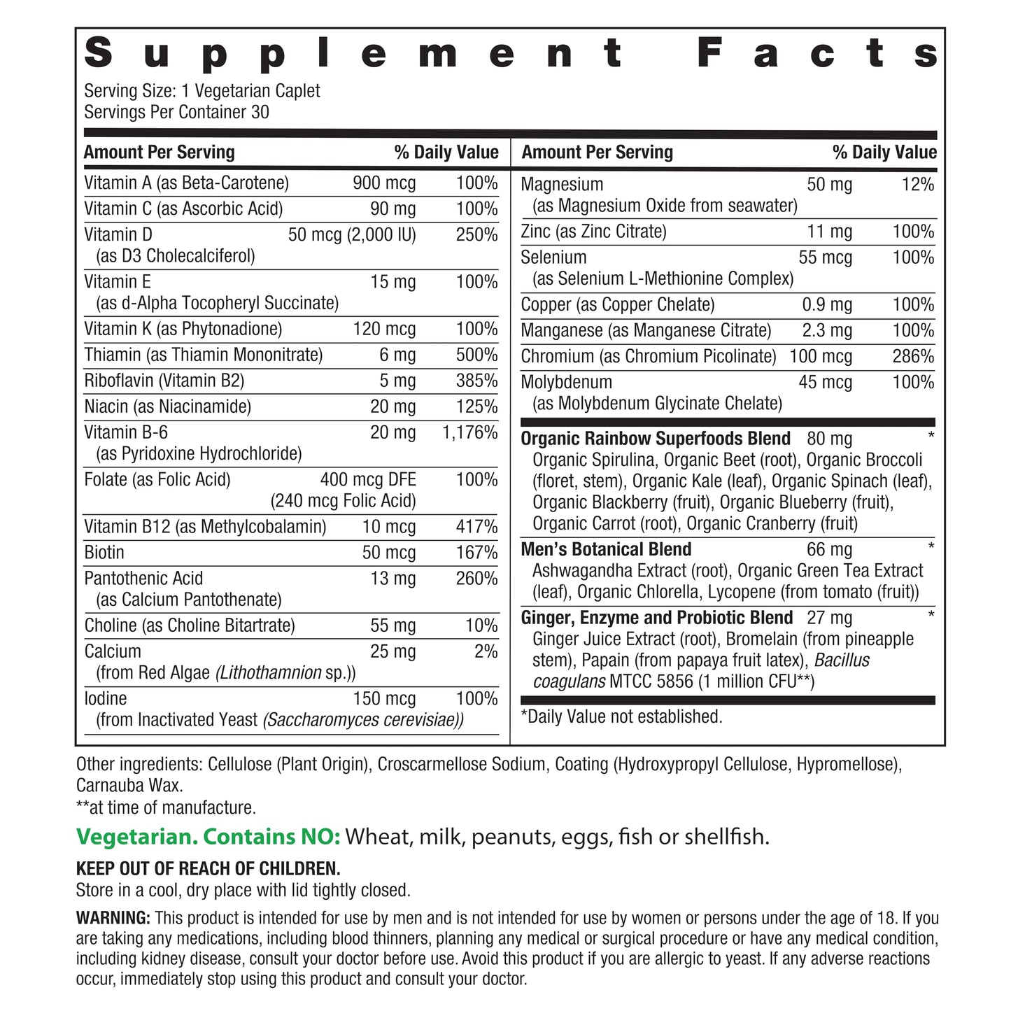 Rainbow Light Mens Multivitamin One+ Tablet 30