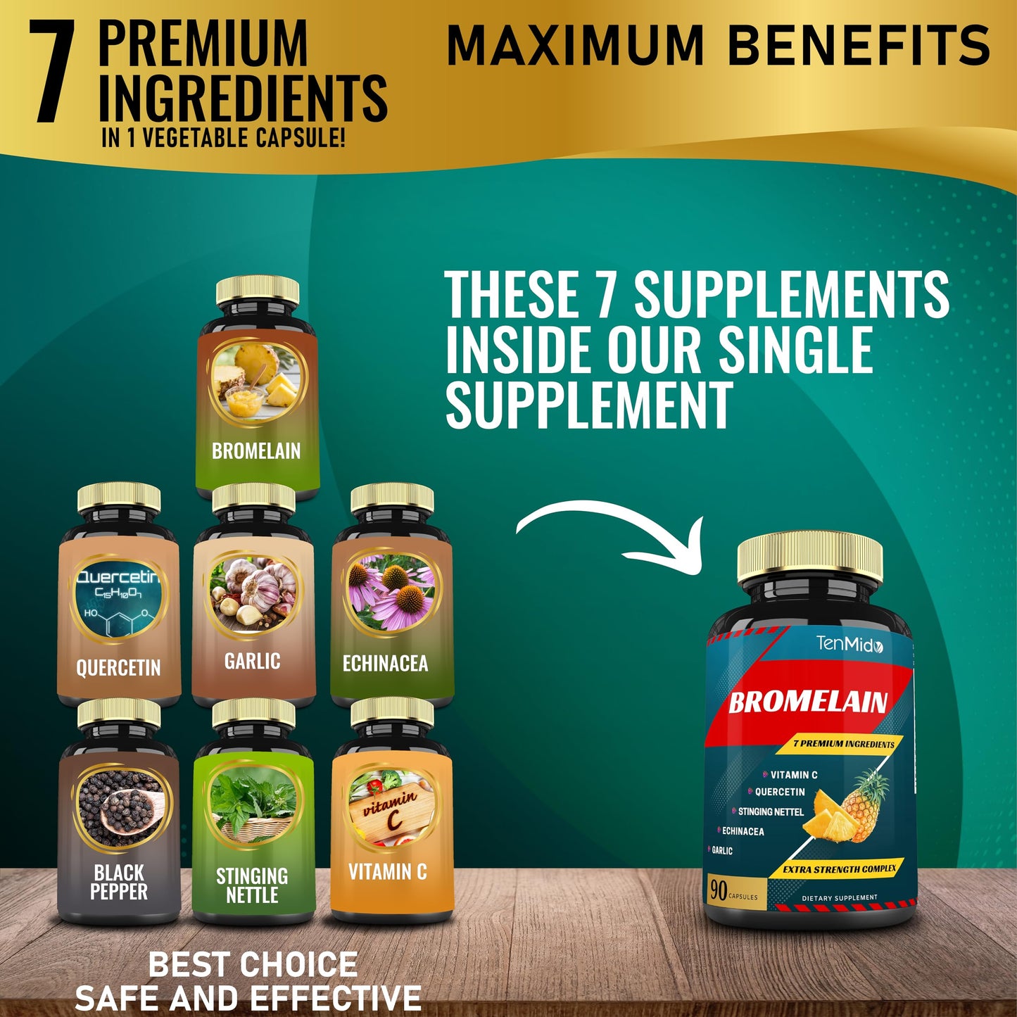 Tenmido Bromelain Extract Capsules, 90 Capsules