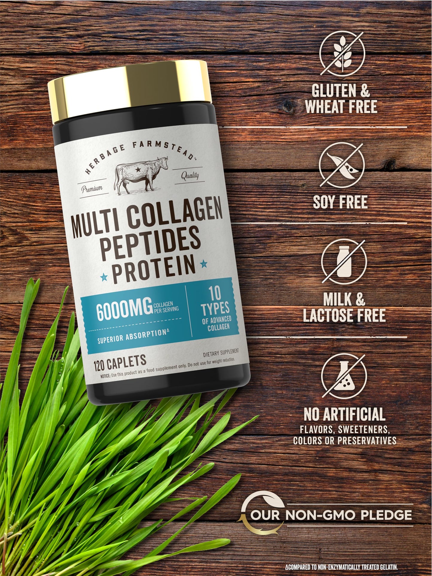 Carlyle Multi Collagen Peptides 6000mg Caplets, 120 Count