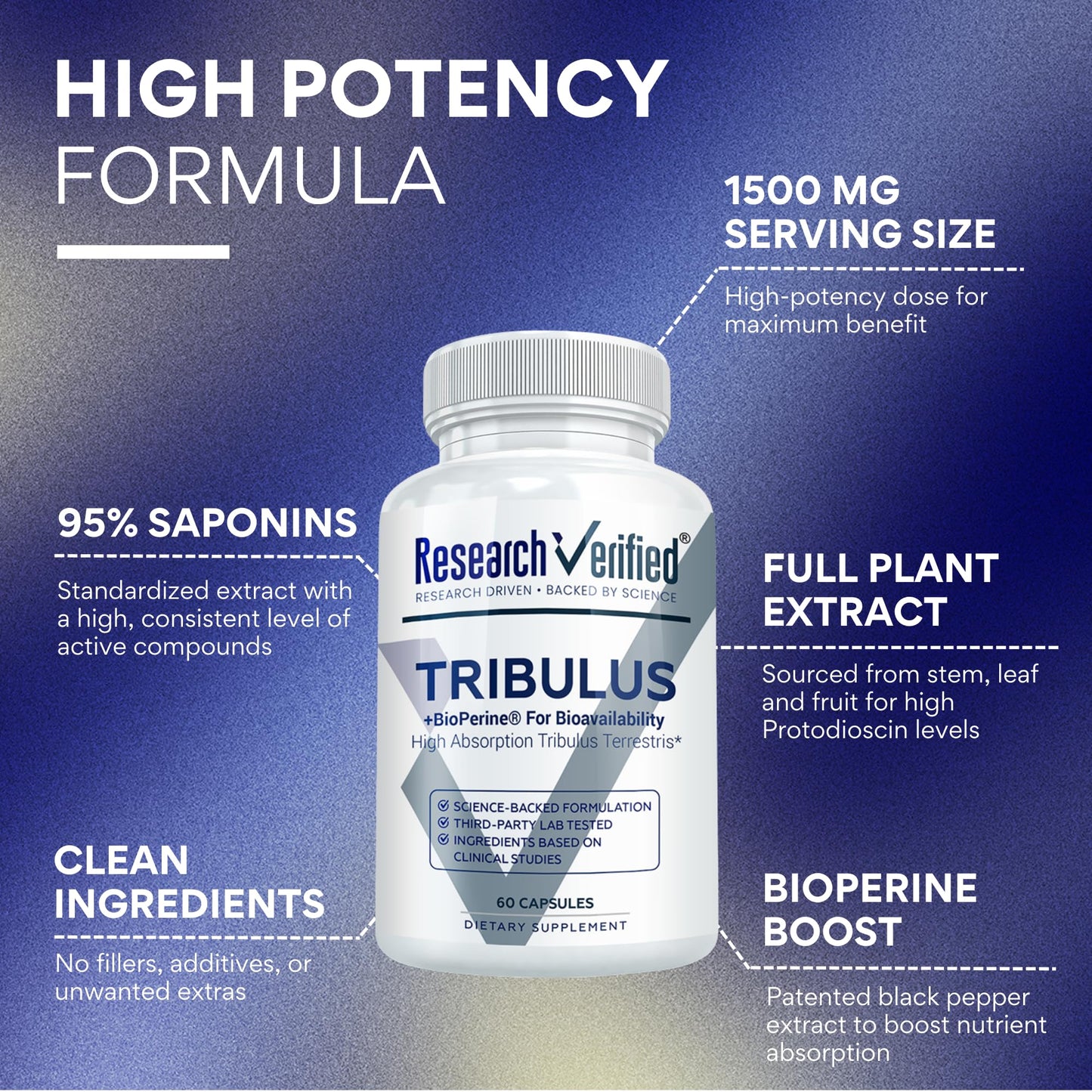 Research Verified Tribulus Terrestris Capsule 360 Count