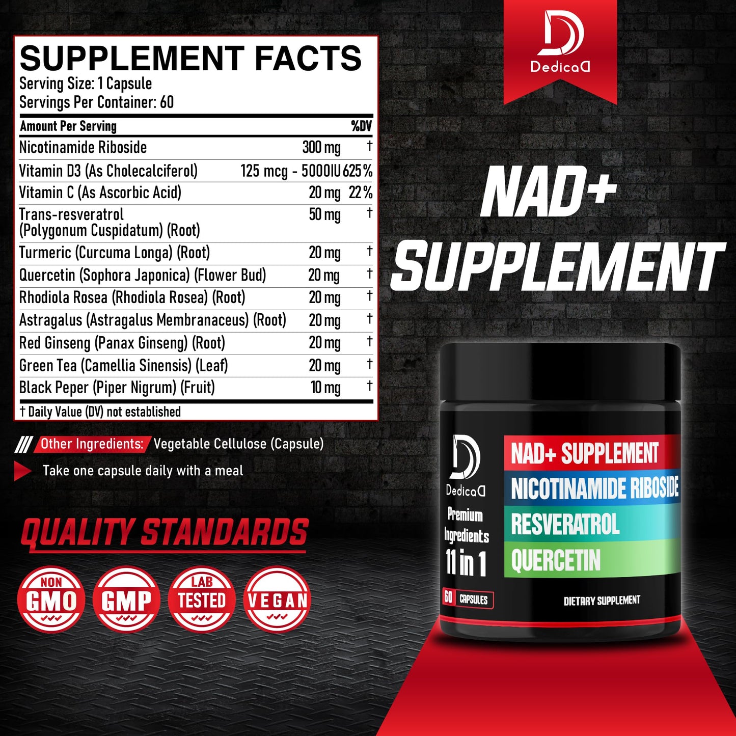 DEDICAD 11in1 NAD Supplement Capsule 60 Capsules
