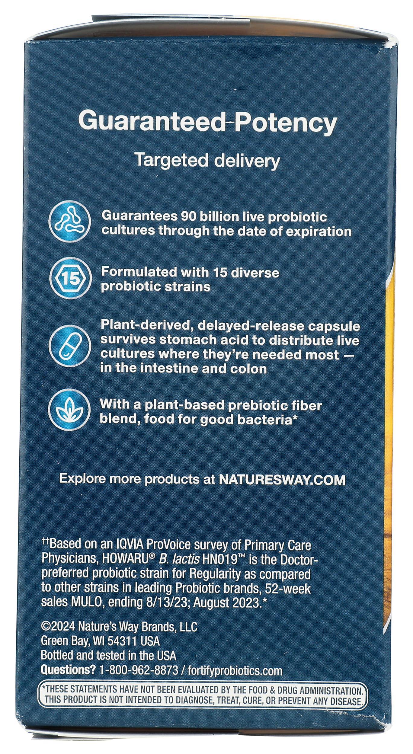 Nature's Way Fortify Optima Pre+Probiotic for Adults 50+, 90 Billion Live Cultures, Supports Digestive Balance and Immune Health*, Keep Refrigerated, 30 Capsules