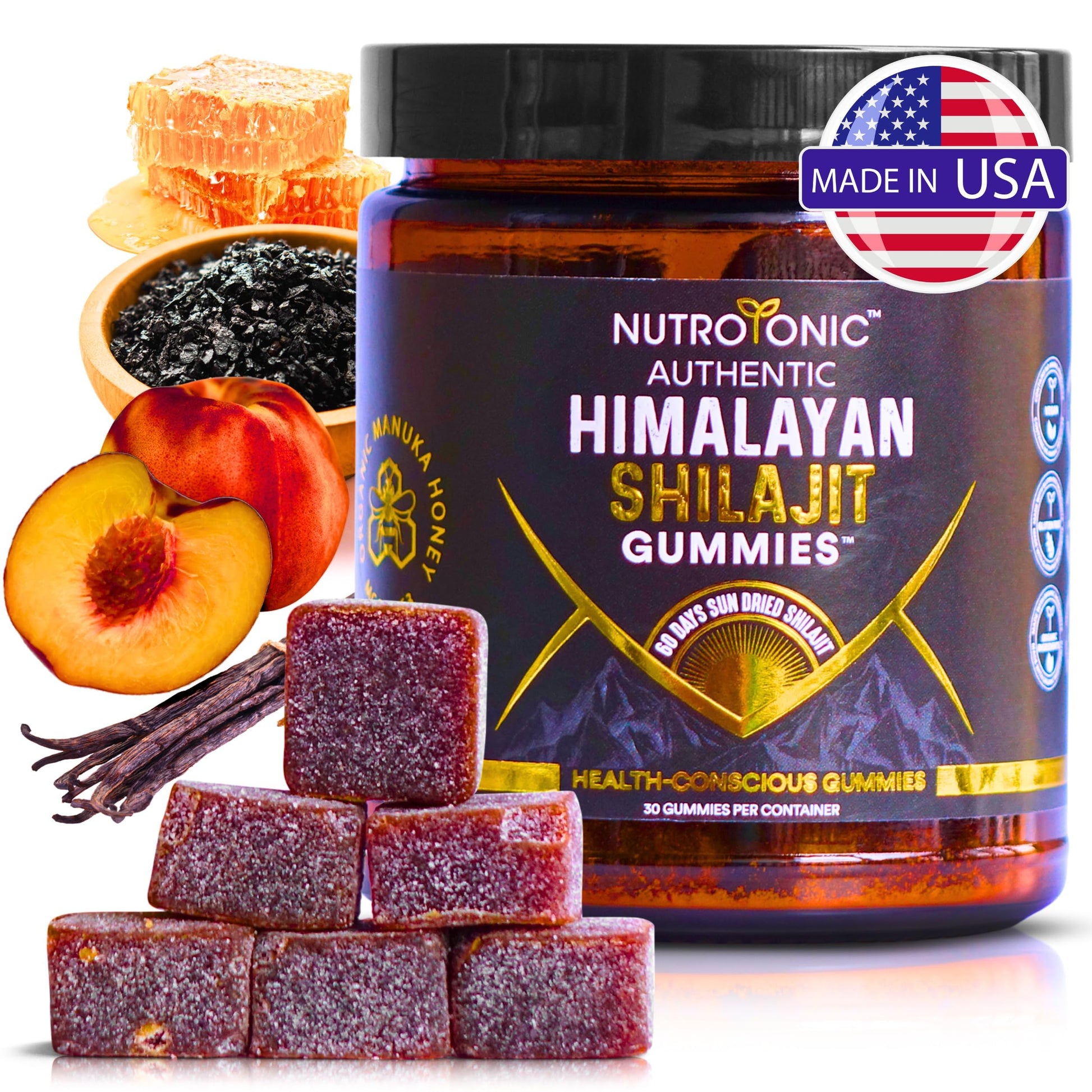 NutroTonic LLC Organic Himalayan Shilajit Gummies 30 Count
