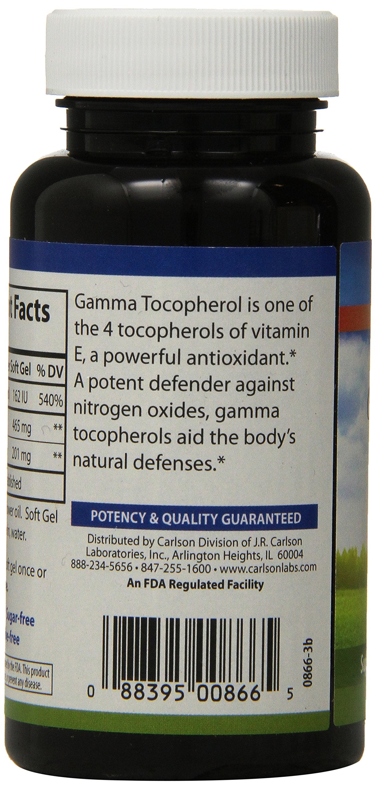 Carlson Gamma E-Gems, Gamma Tocopherol, 465mg Softgels 60 Count
