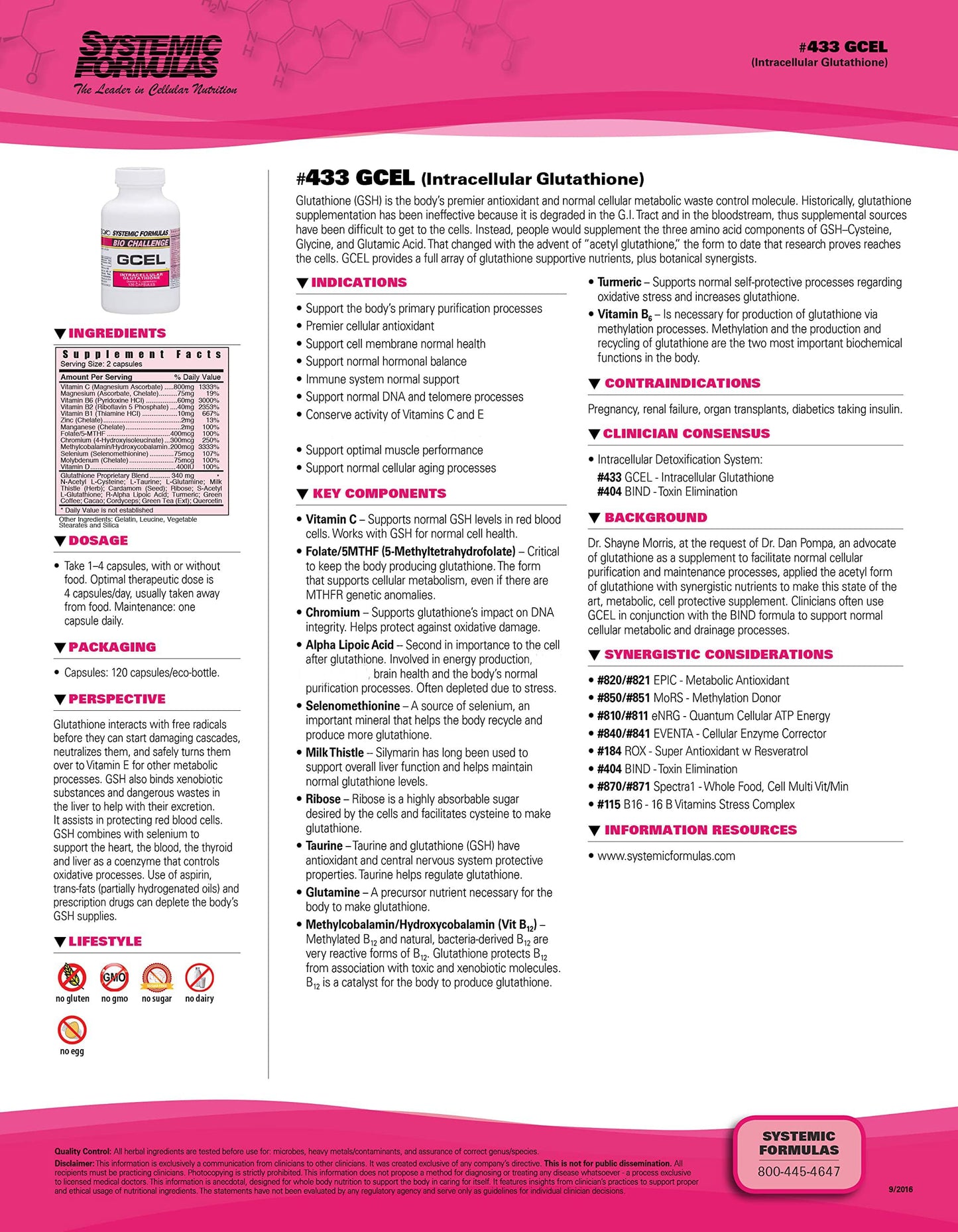 Systemic Formulas #433- GCEL Capsule 120