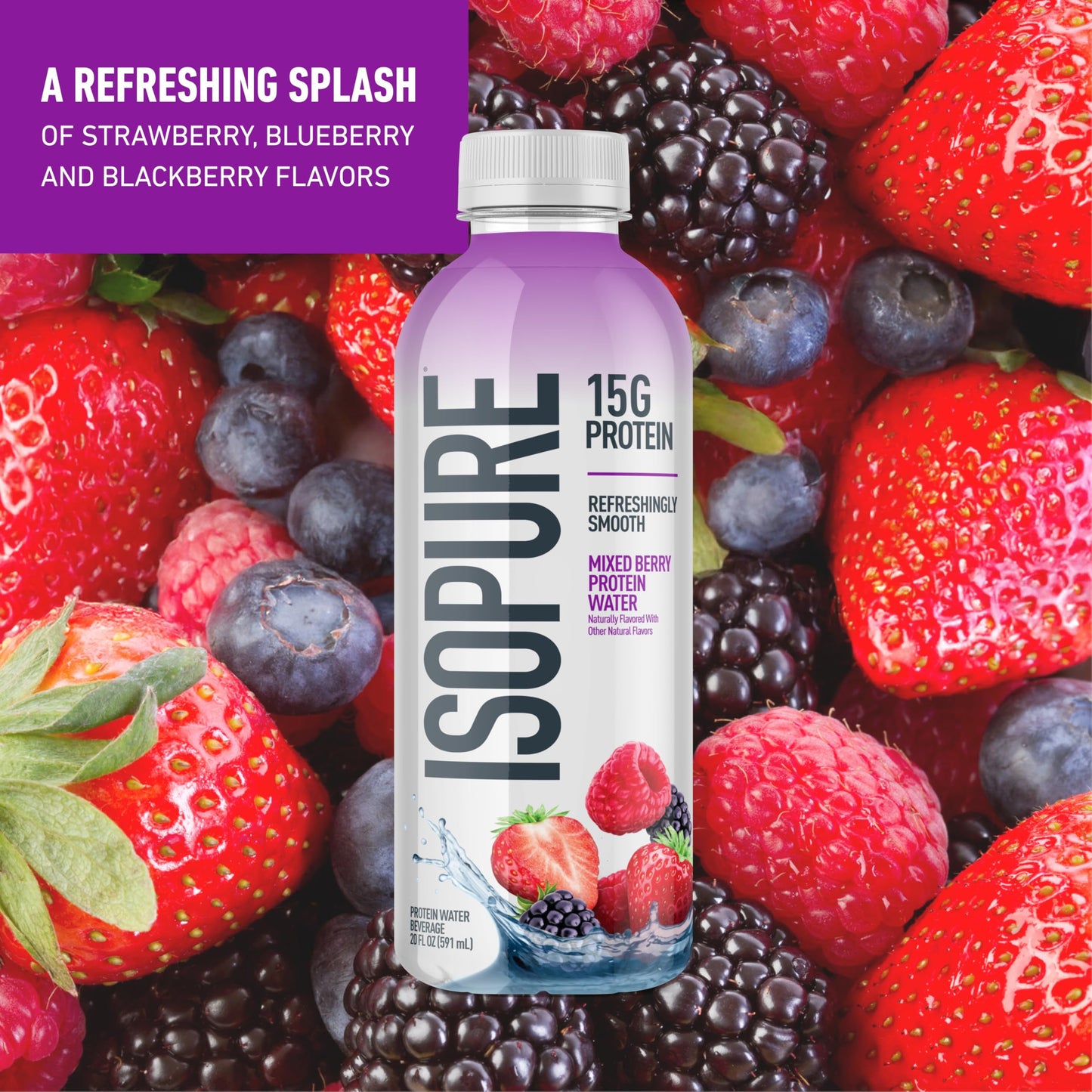 Isopure Clear Whey Isolate Mixed Berry Protein Powder 16 Servings + 1 Bottle of Clear Protein Water with Electrolytes, 15g Whey Protein Isolate, Zero Sugar, Mixed Berry, 20 fl oz Bottle