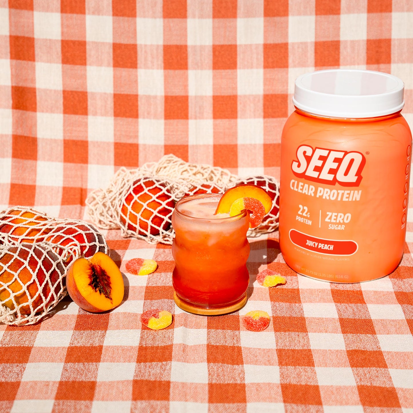 SEEQ Clear Protein Powder Juicy Peach, 22 Servings