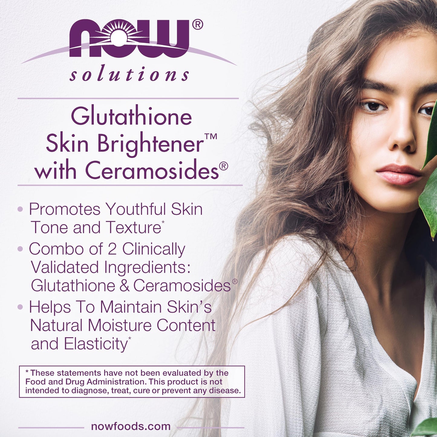 NOW Foods Glutathione Skin Brightener with Ceramosides Moisturizing and Illuminating Capsules 30