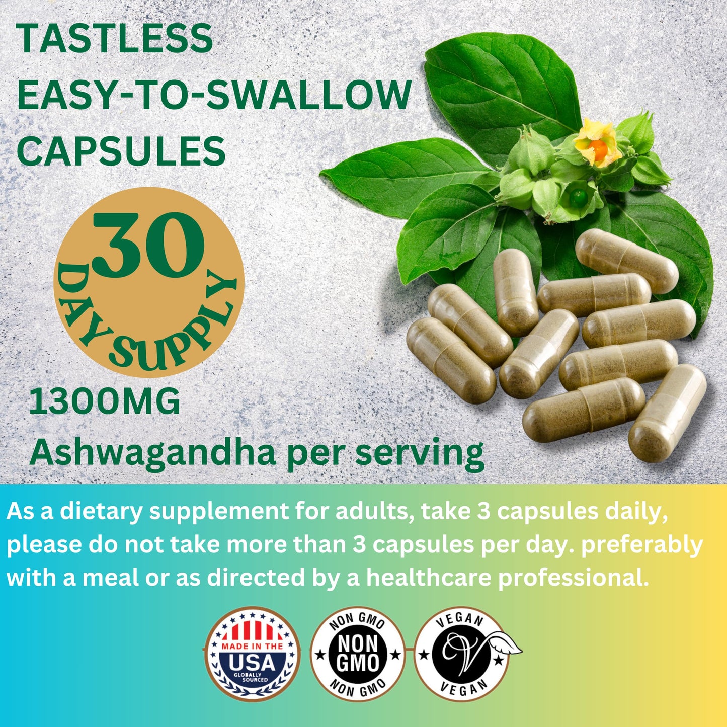 ME GUSTA HEALTH Ashwagandha Root Powder Capsule 90 Capsules