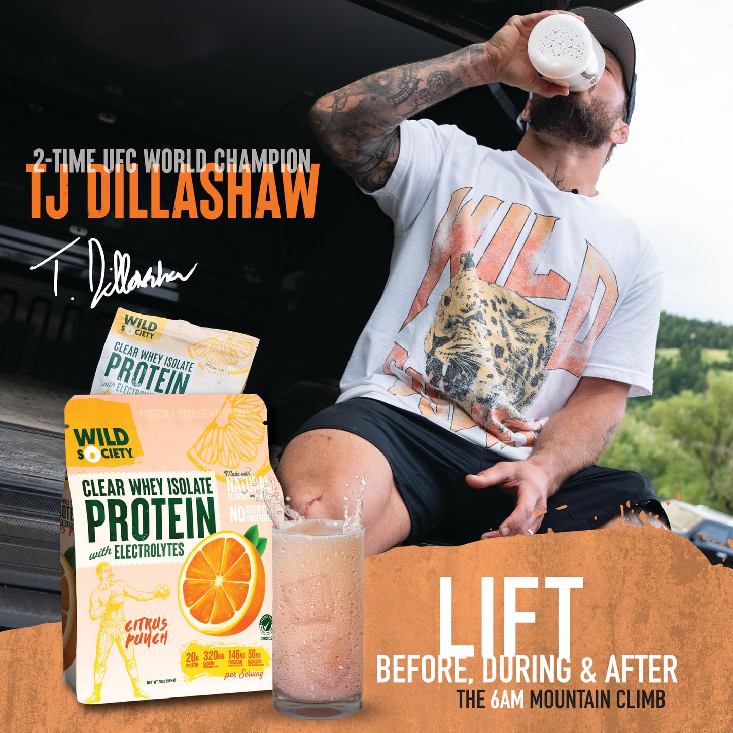 WILD SOCIETY Clear Whey Protein Isolate Powder with Electrolytes, 48 Servings