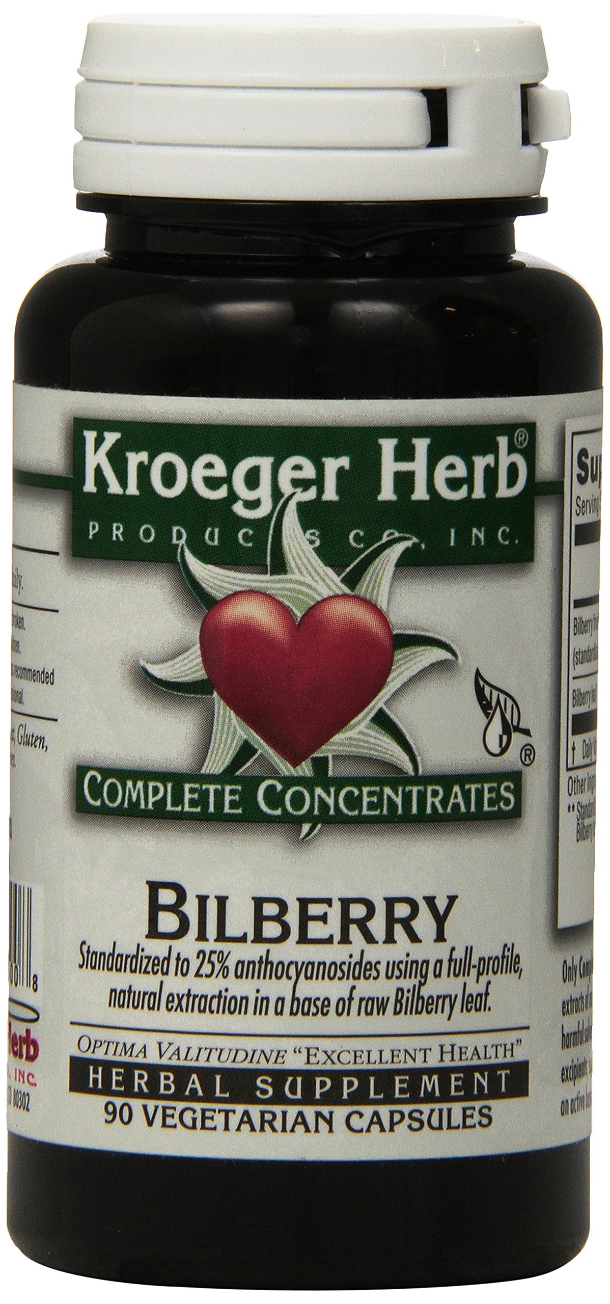 Kroeger Herb Products Bilberry Capsules, 90 Count