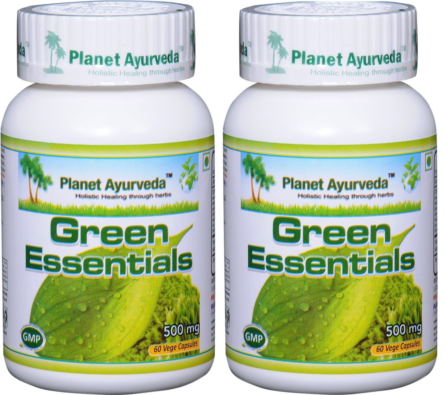 Planet Ayurveda Green Essentials 500mg Veg Capsules, 2 Bottles