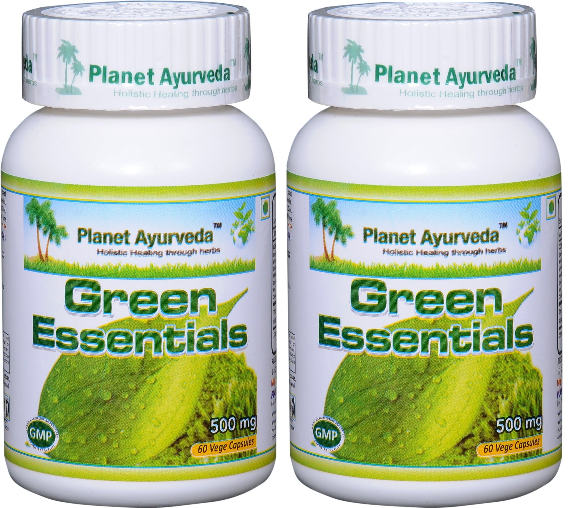 Planet Ayurveda Green Essentials 500mg Veg Capsules, 2 Bottles