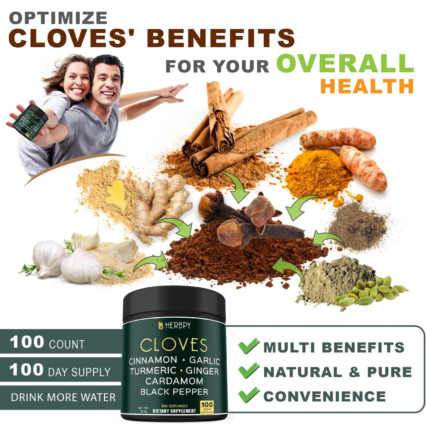 Herbpy 7in1 Cloves & Berberine Capsules Bundle, 220 Capsules