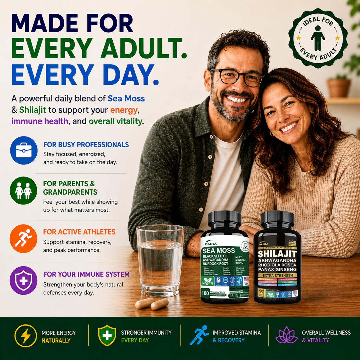 DLNIA Sea Moss & Shilajit Bundle Capsules, 270 Count