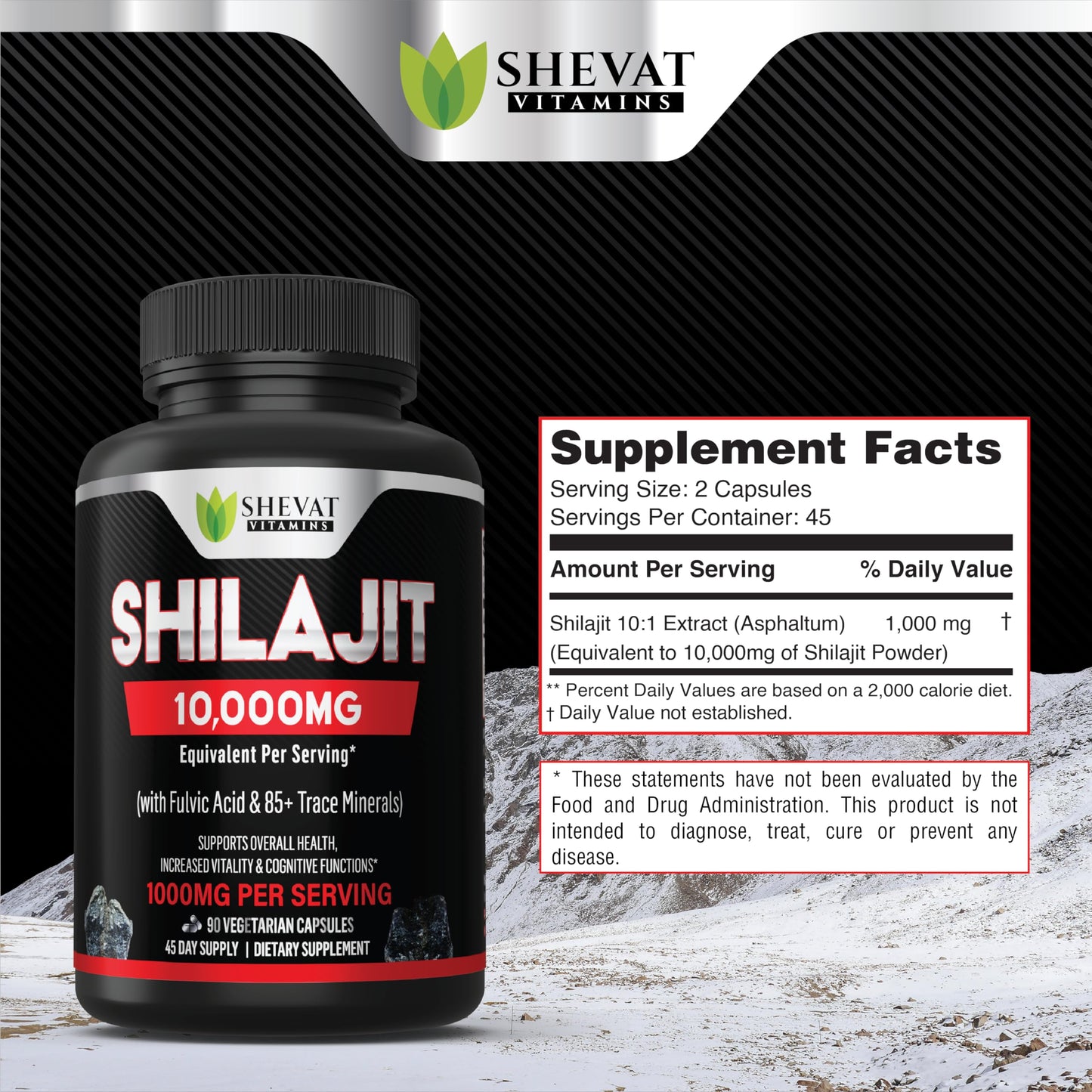 SHEVAT VITAMINS Shilajit Capsules 90-count