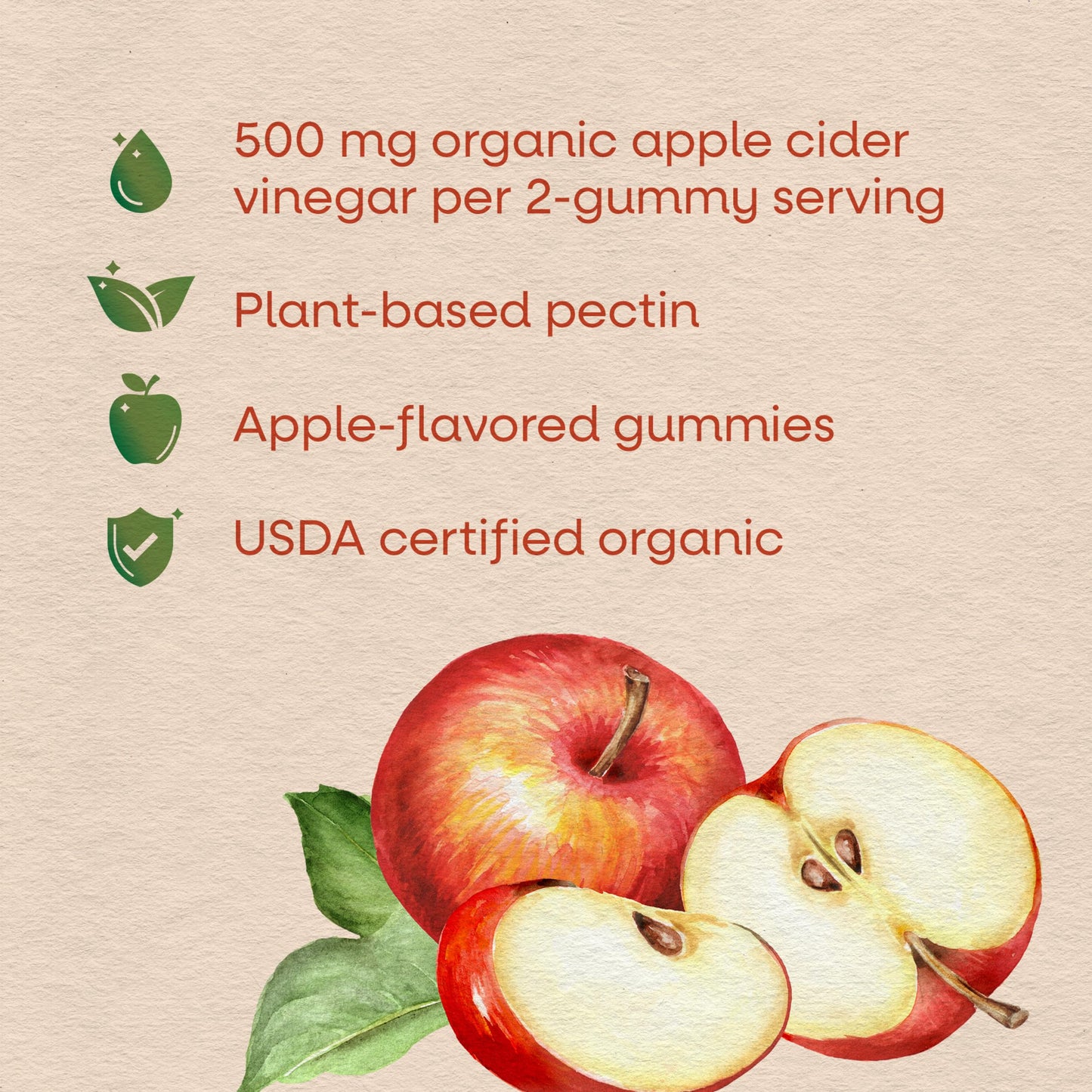 Nature's Way Organic Apple Cider Vinegar Gummies 60 Count