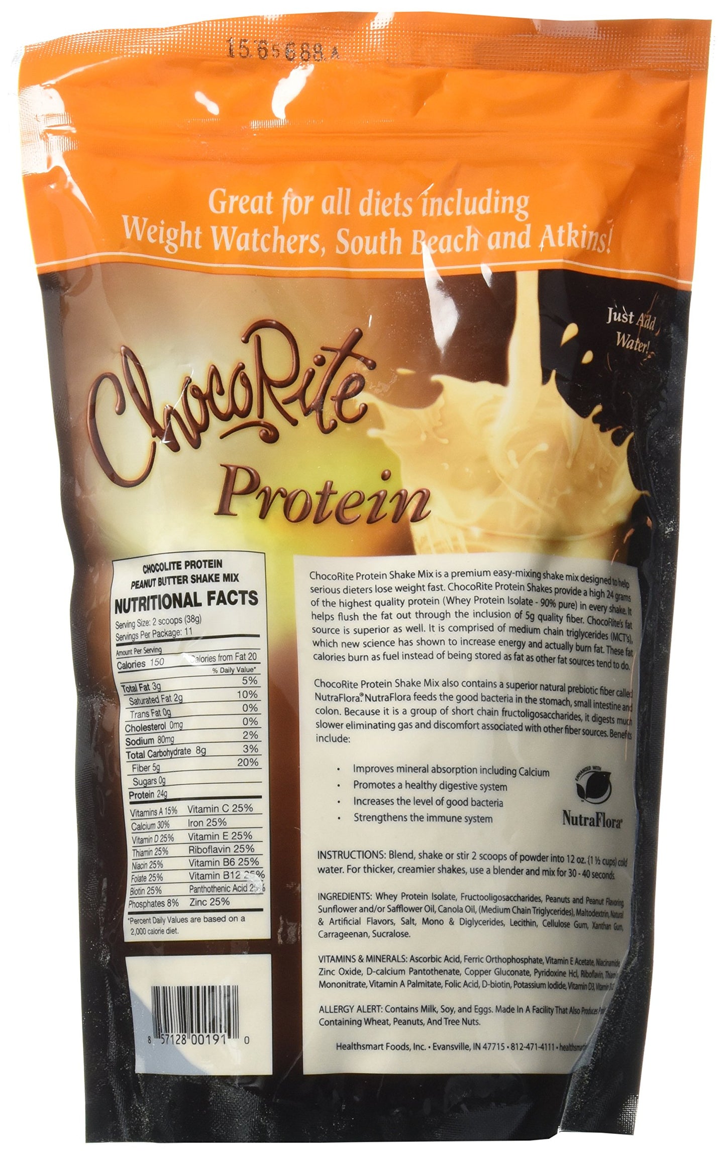 ChocoRite Peanut Butter Protein Shake Powder, 14.7 Ounce