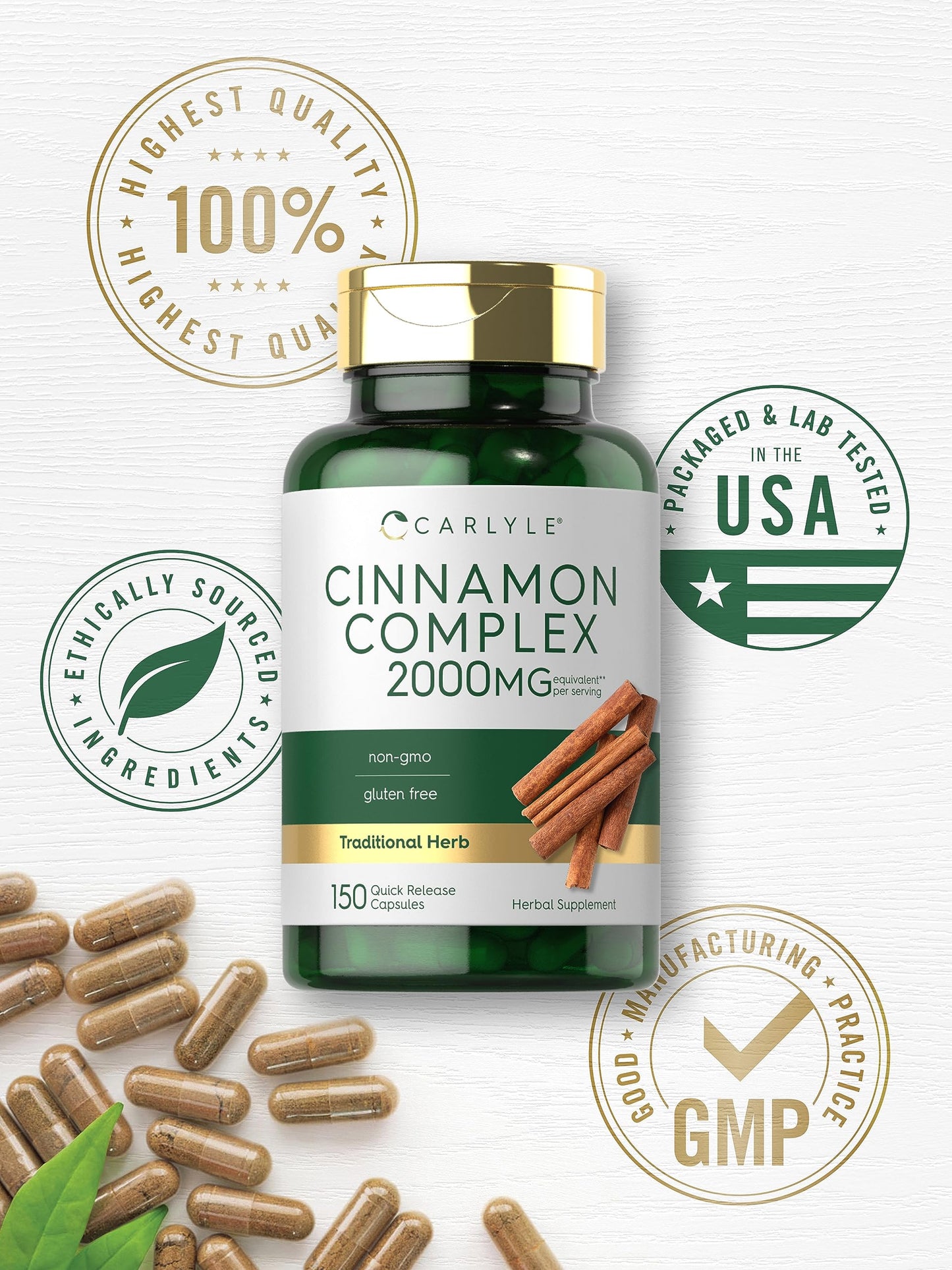 Carlyle Ceylon Cinnamon Complex with Gymnema and Mulberry, 150 Capsules