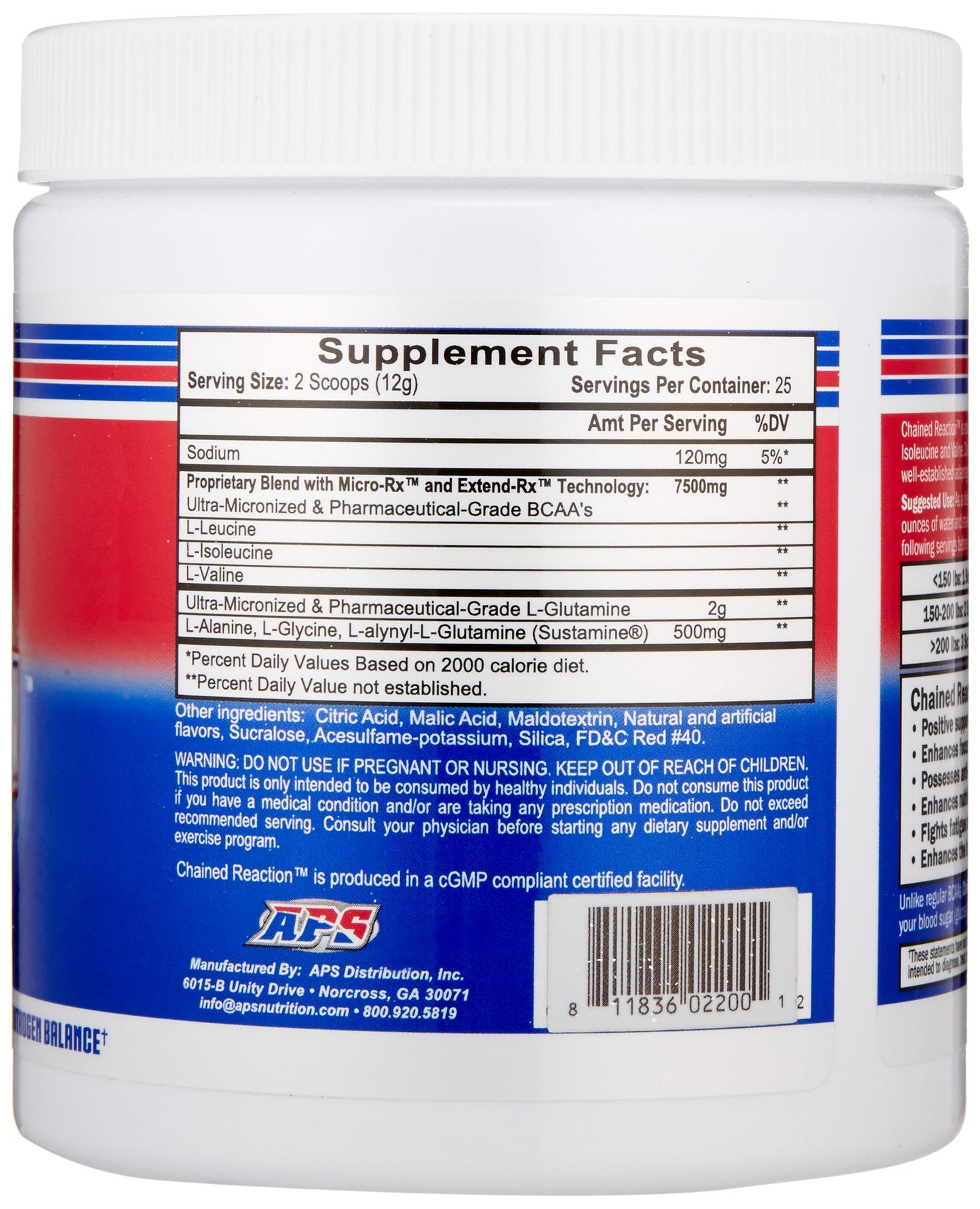 APS Nutrition Chain'd Reaction BCAA Amino Acid Recovery Aid for Muscle Growth Watermelon Powder 300 g