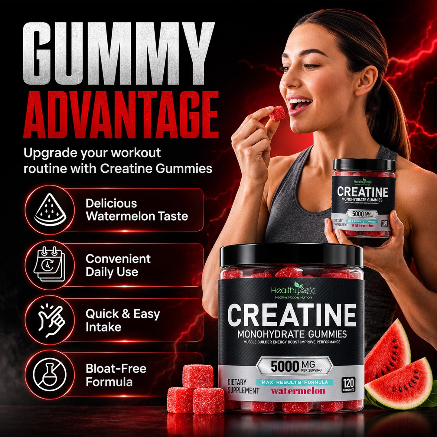 HealthyAsia Creatine Monohydrate Chewable 120 Count