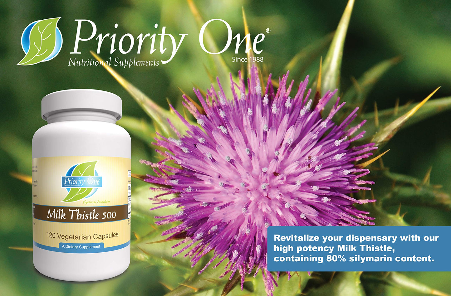 Priority One Milk Thistle/Silymarin 80% Capsules, 120 Count